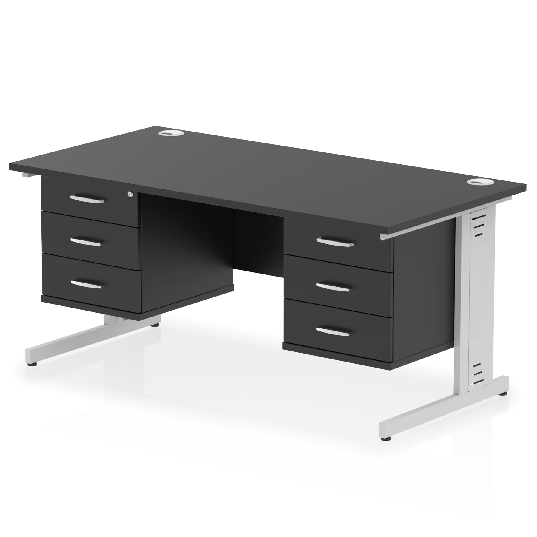 Impulse 1600mm Cable Managed Straight Desk With Two Fixed Pedestal - Image 68