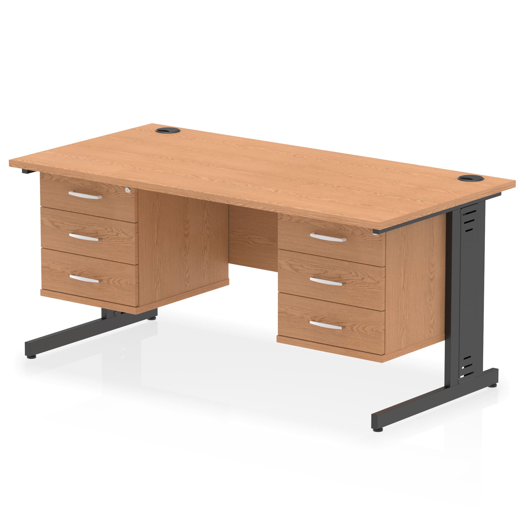 Impulse 1600mm Cable Managed Straight Desk With Two Fixed Pedestal - Image 70