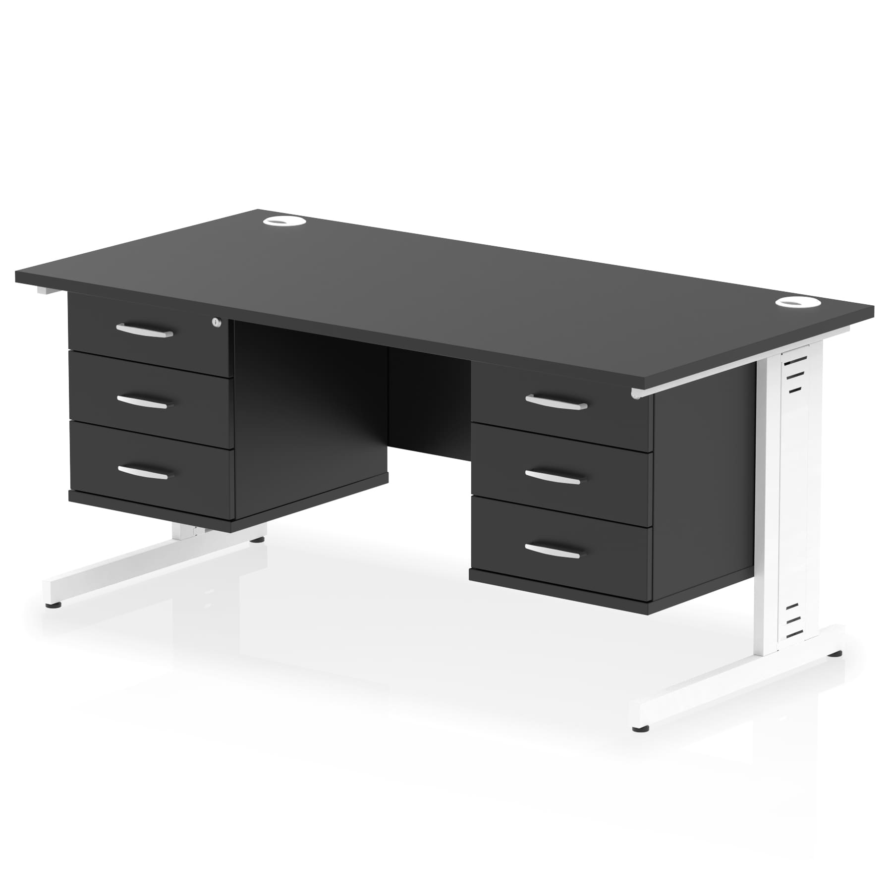 Impulse 1600mm Cable Managed Straight Desk With Two Fixed Pedestal - Image 73
