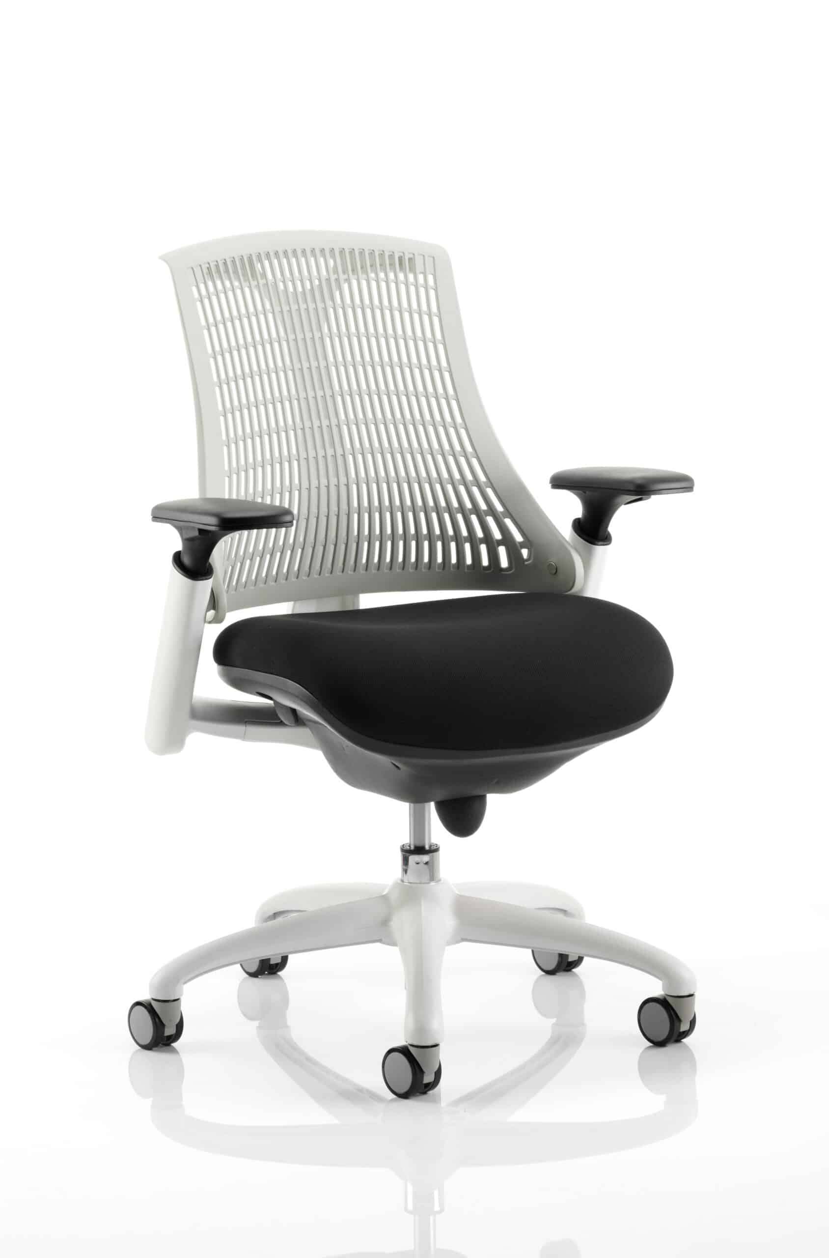 Flex Medium Back White Frame Task Operator Office Chair with Arms - Image 2