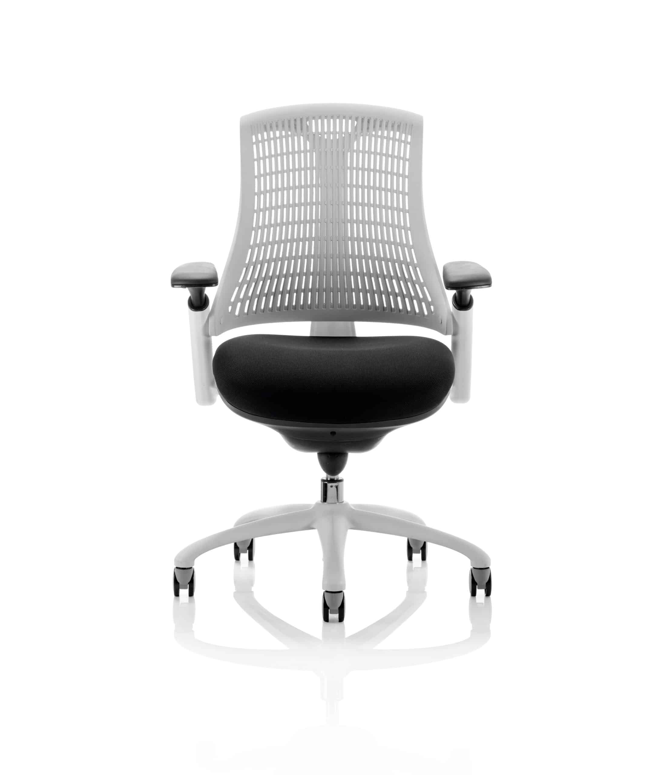 Flex Medium Back White Frame Task Operator Office Chair with Arms - Image 3