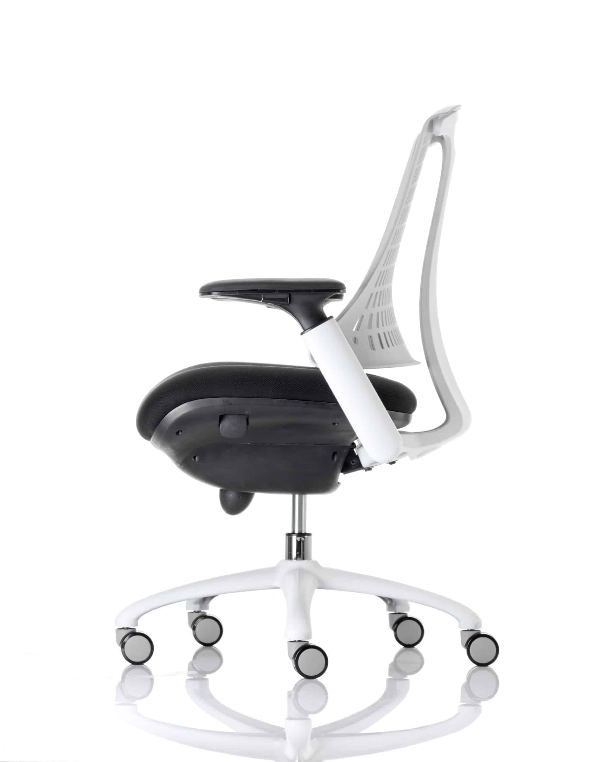 Flex Medium Back White Frame Task Operator Office Chair with Arms - Image 4