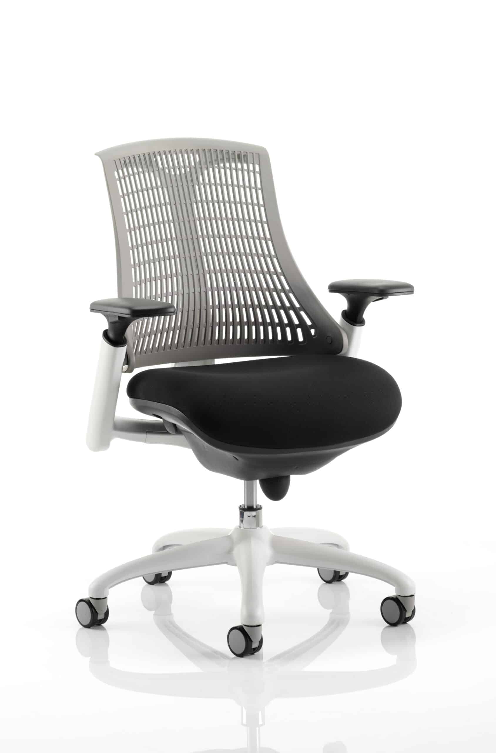 Flex Medium Back White Frame Task Operator Office Chair with Arms - Image 14