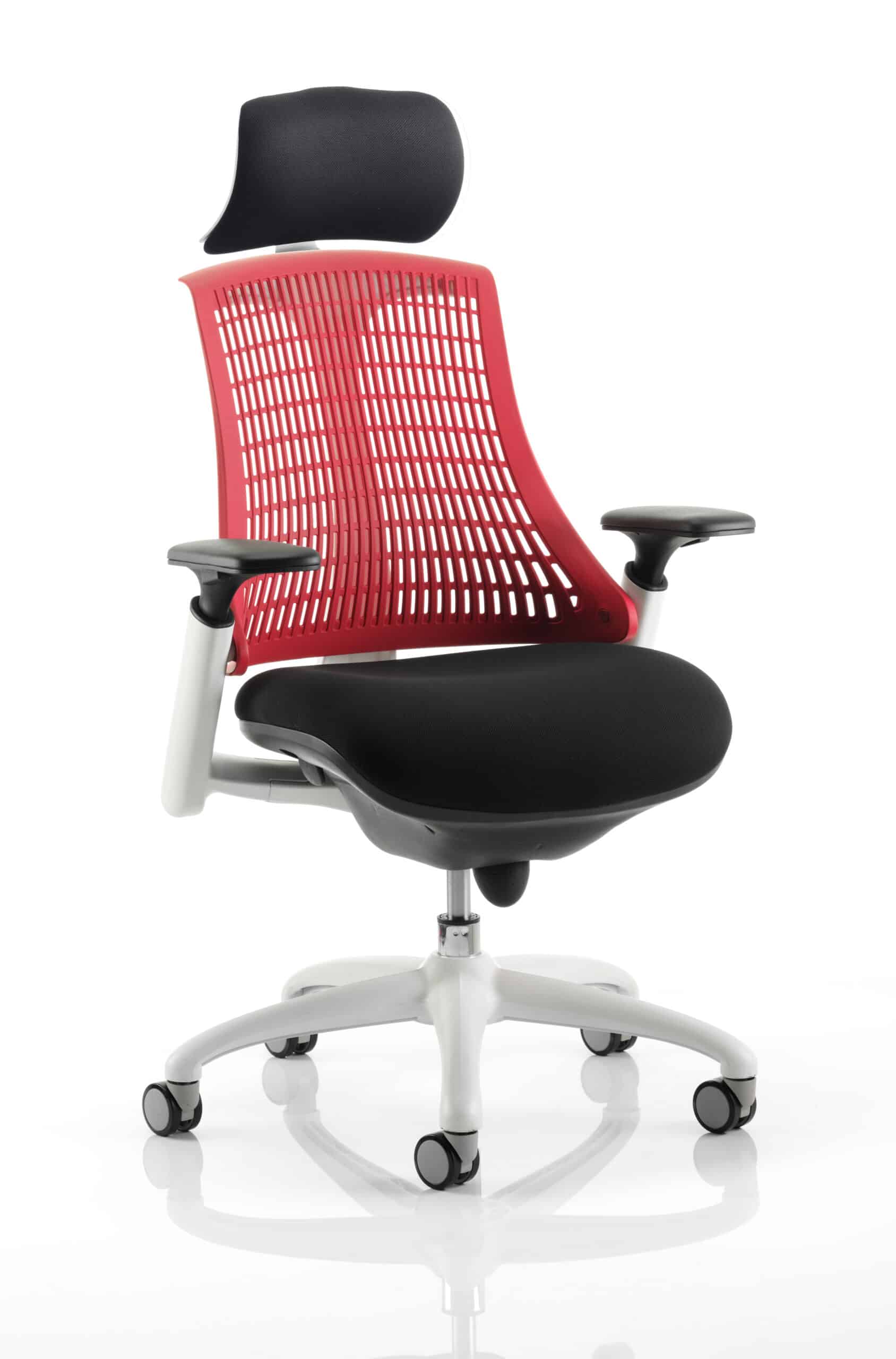 Flex Medium Back White Frame Task Operator Office Chair with Arms - Image 19