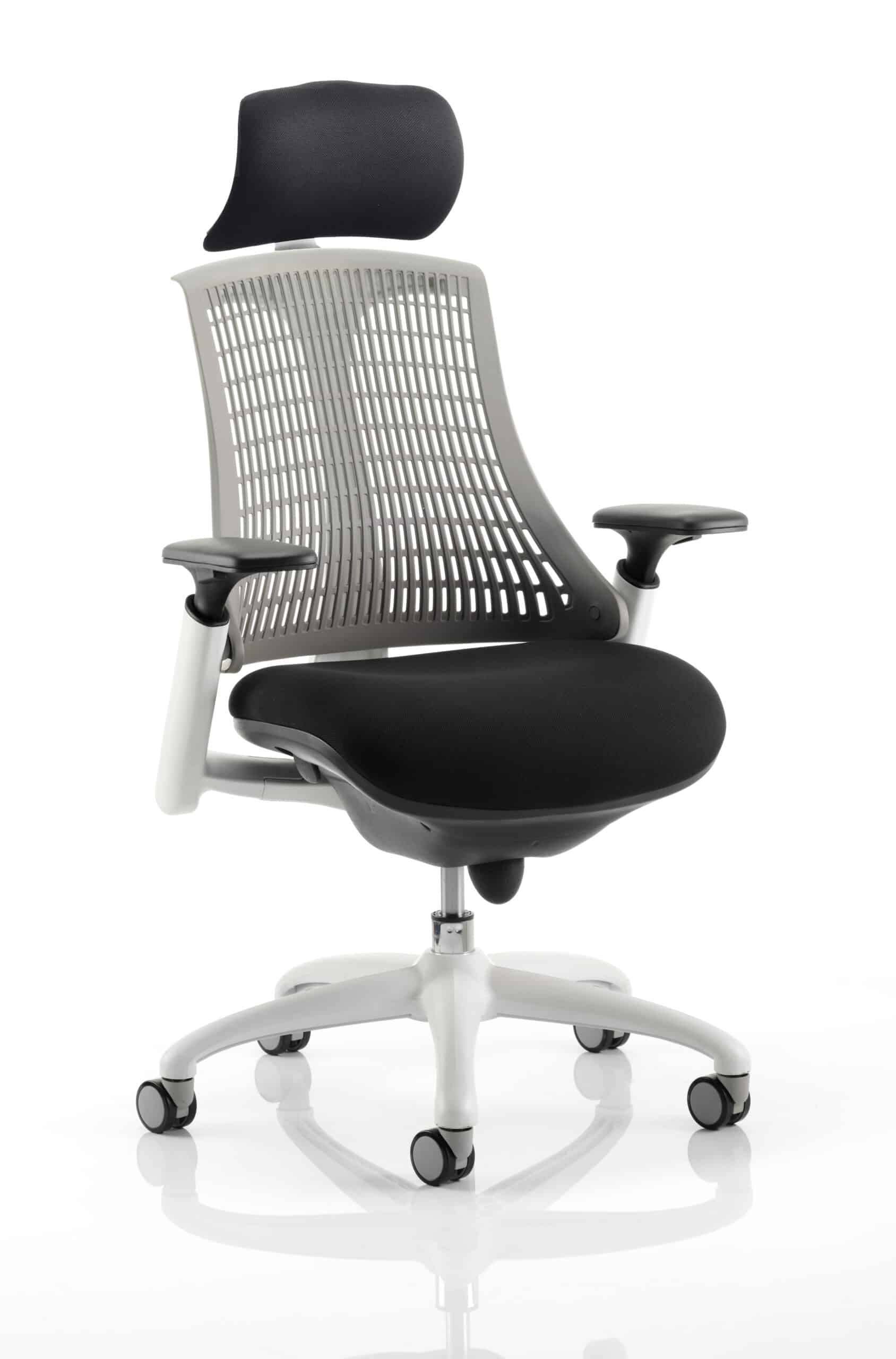 Flex Medium Back White Frame Task Operator Office Chair with Arms - Image 27