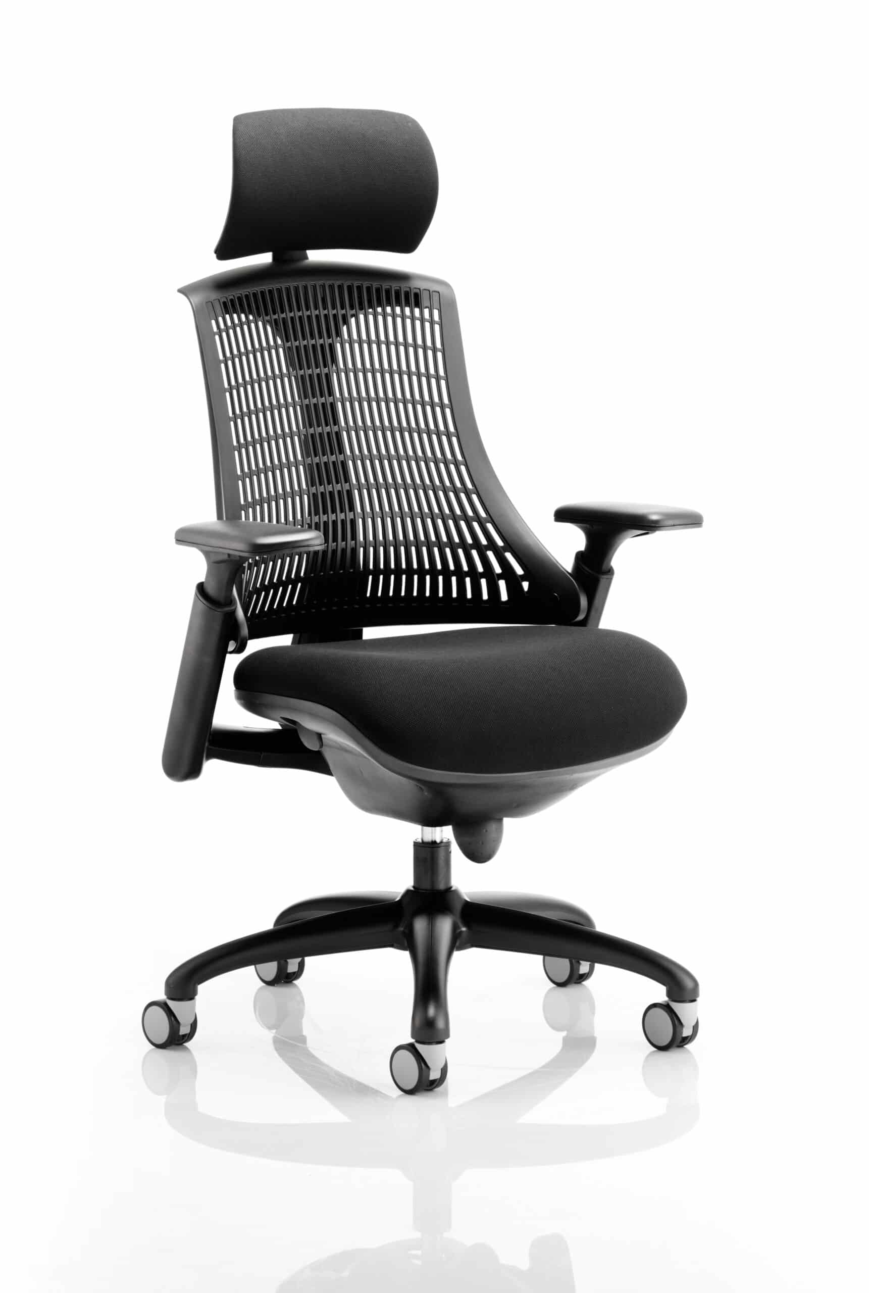 Flex Medium Back Black Frame Task Operator Office Chair with Arms