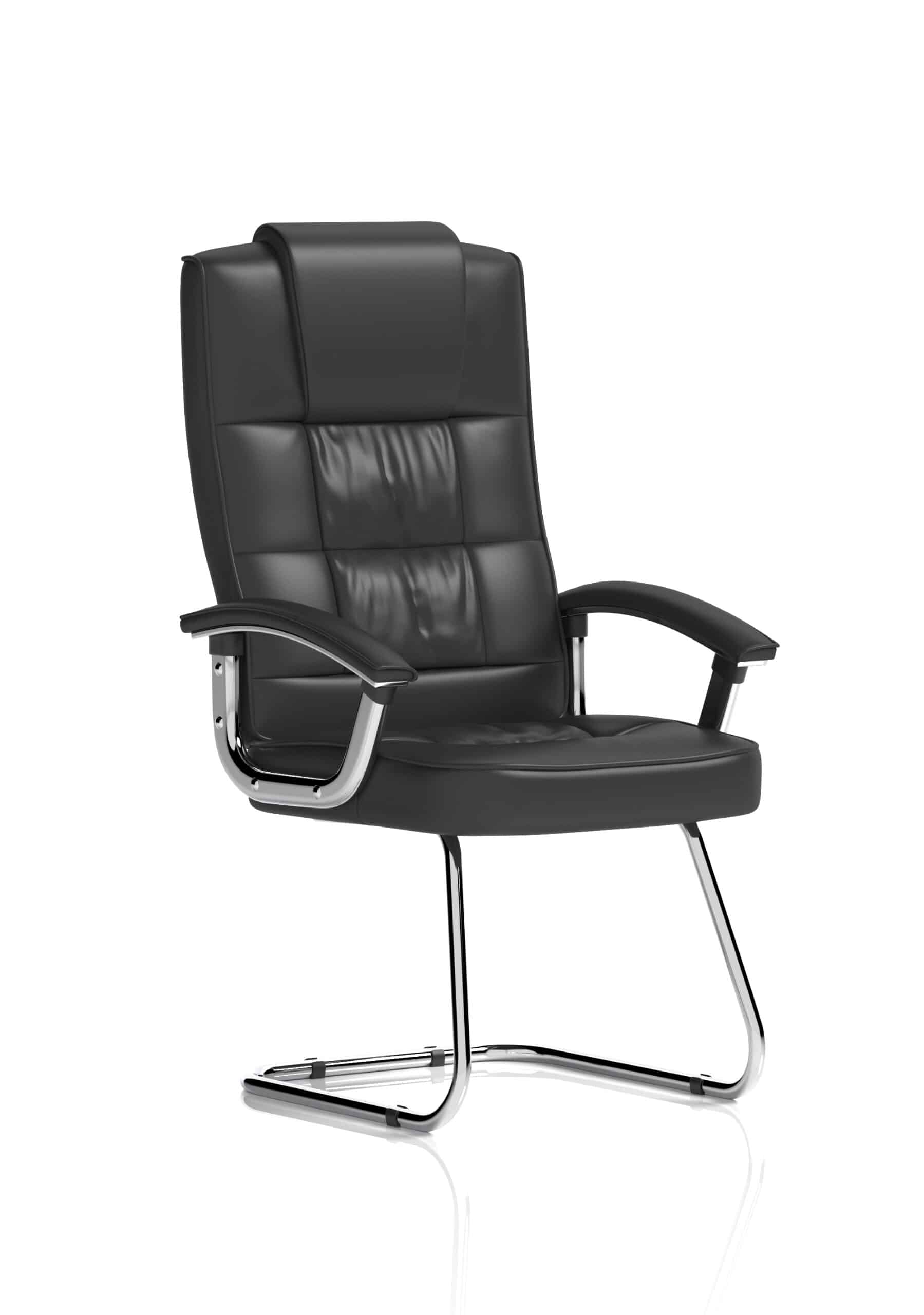 Moore Deluxe High Back Black Cantilever Visitor Chair with Arms