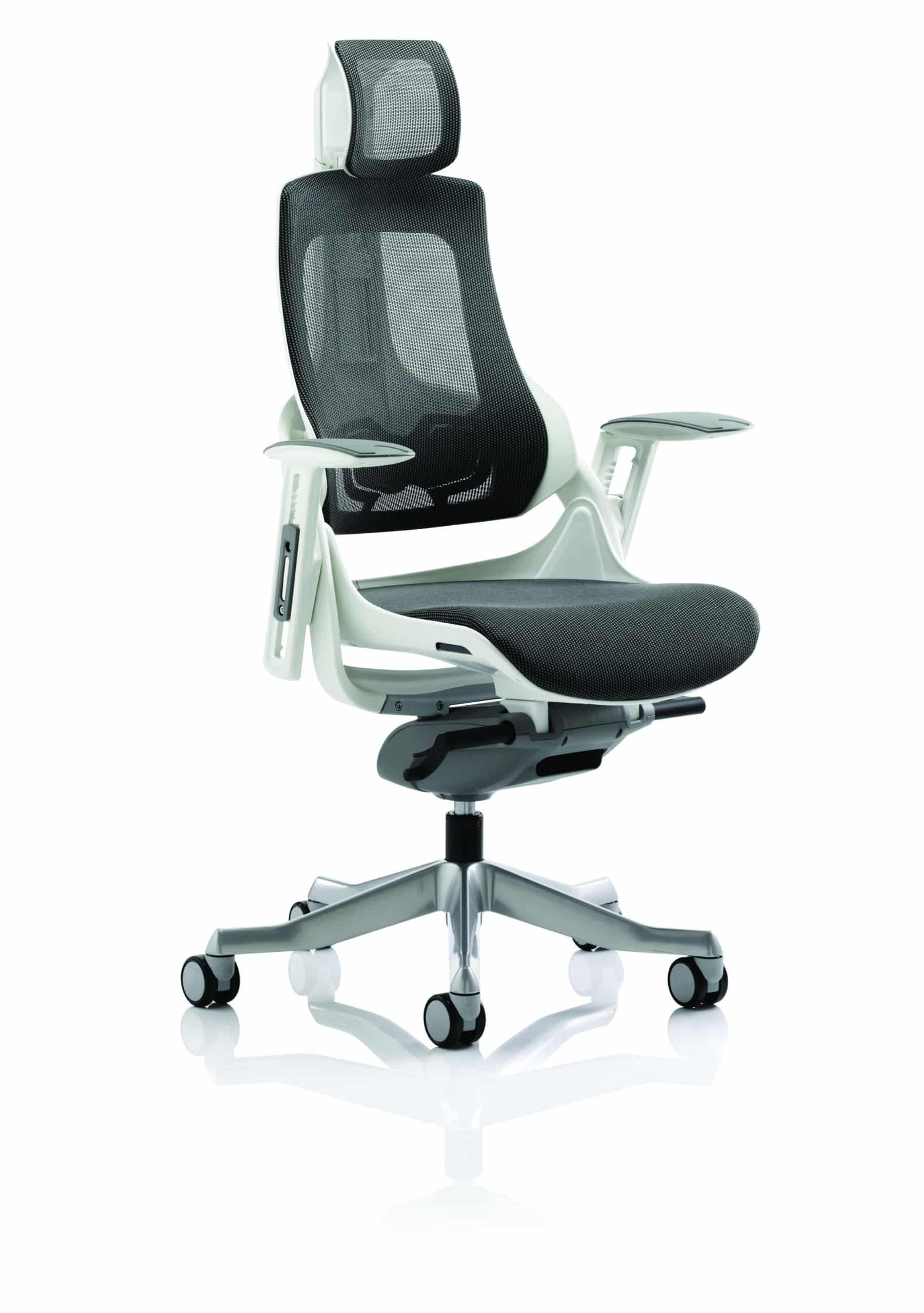 Zure High Back White Shell Executive Office Chair with Arms - Image 32