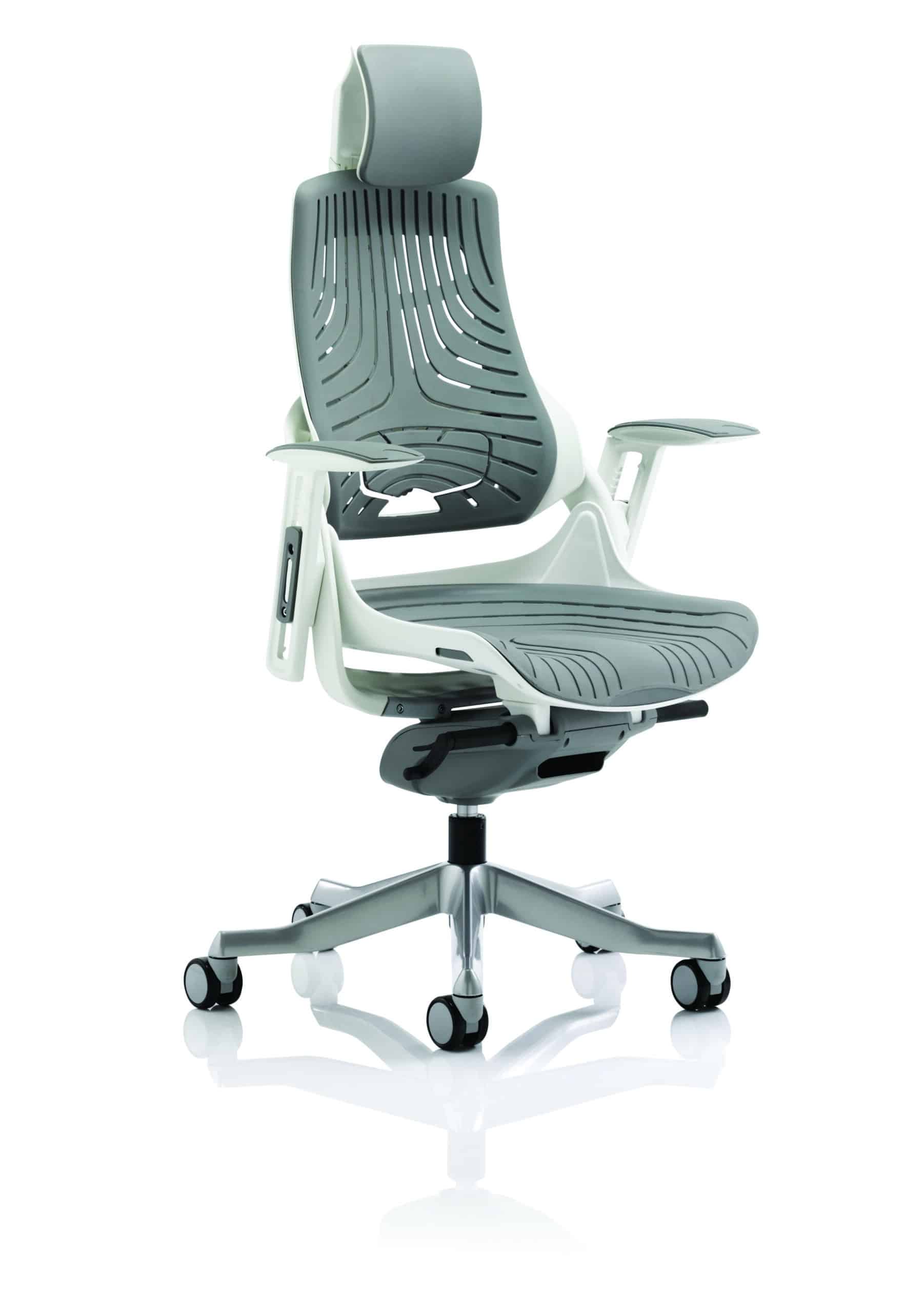 Zure High Back White Shell Executive Office Chair with Arms - Image 38
