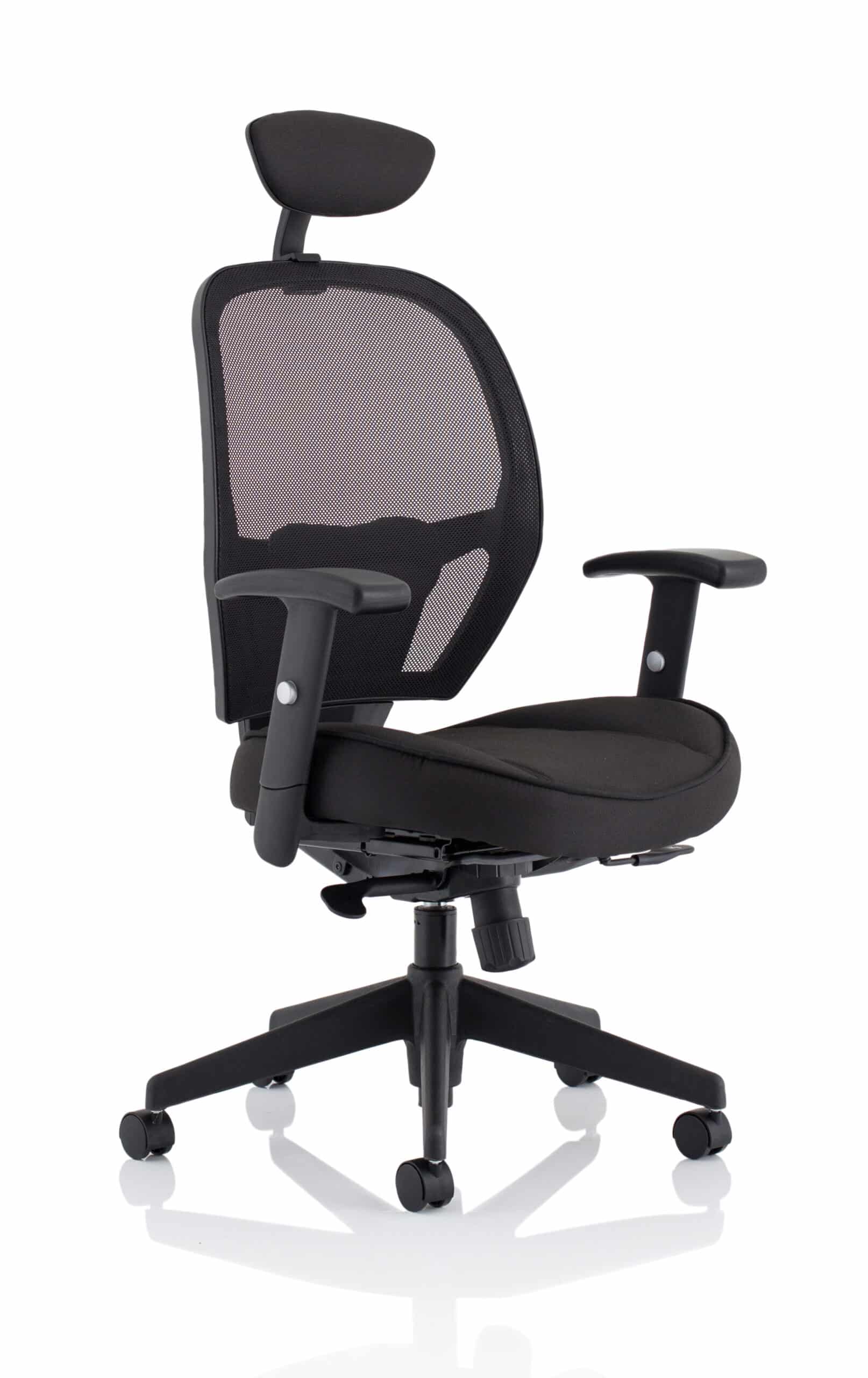 Denver High Mesh Back Black Task Operator Office Chair with Arms - Image 9