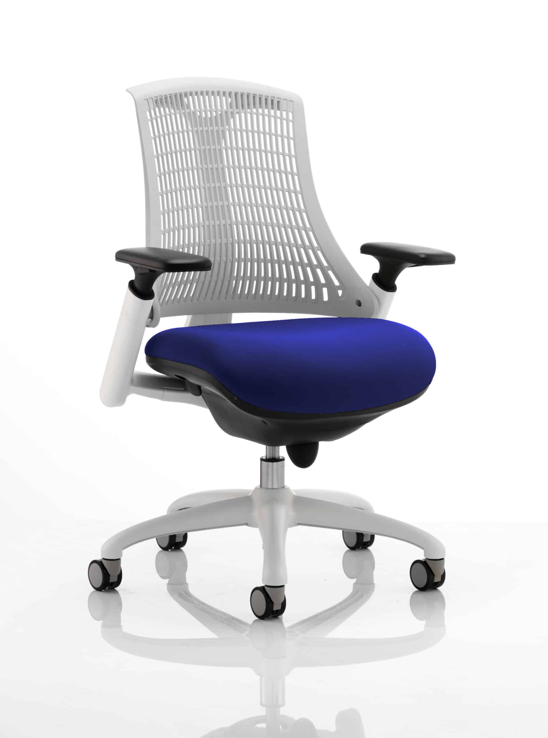 Flex Medium Back White Frame Task Operator Office Chair with Arms - Image 31