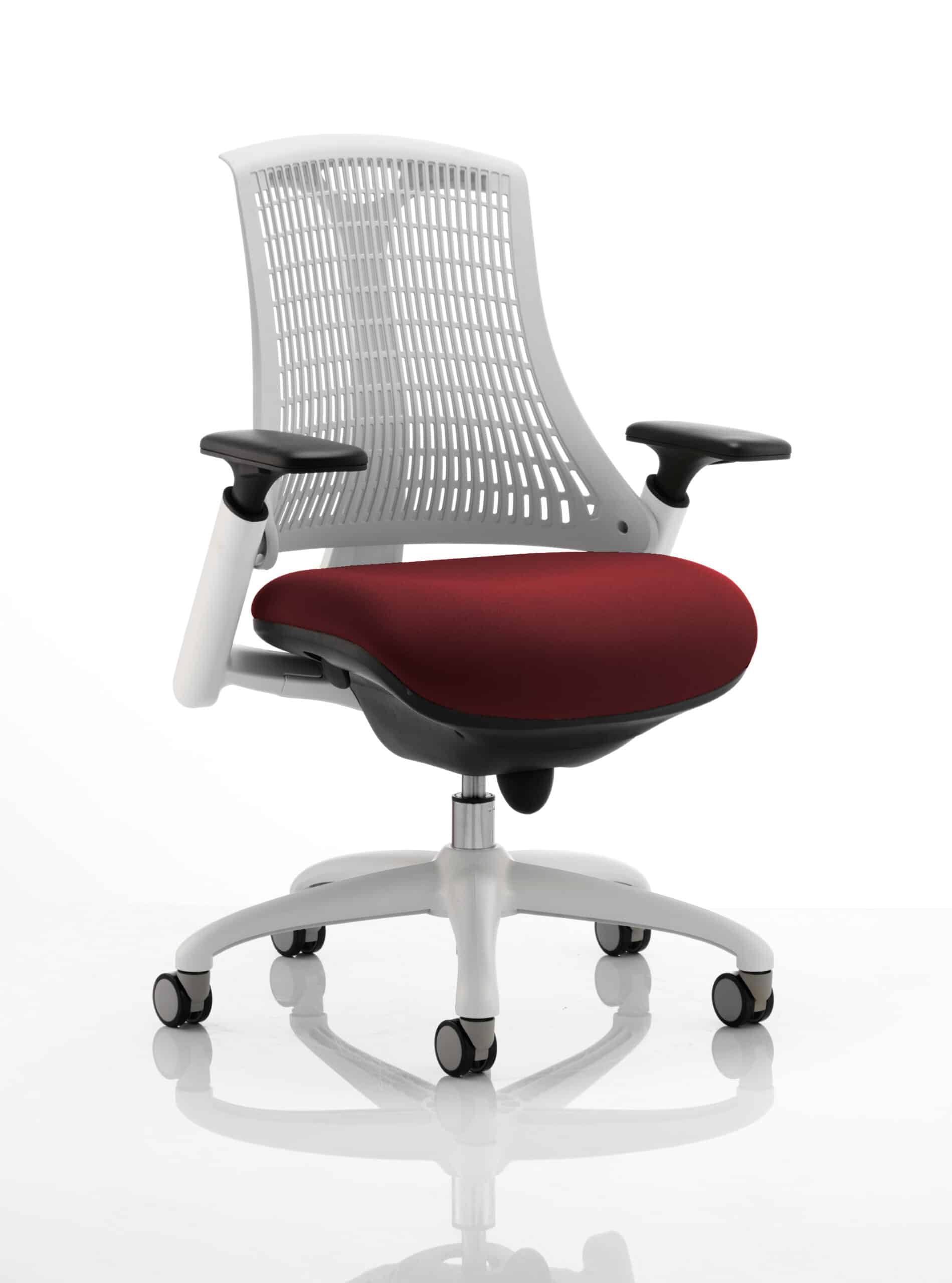 Flex Medium Back White Frame Task Operator Office Chair with Arms - Image 34