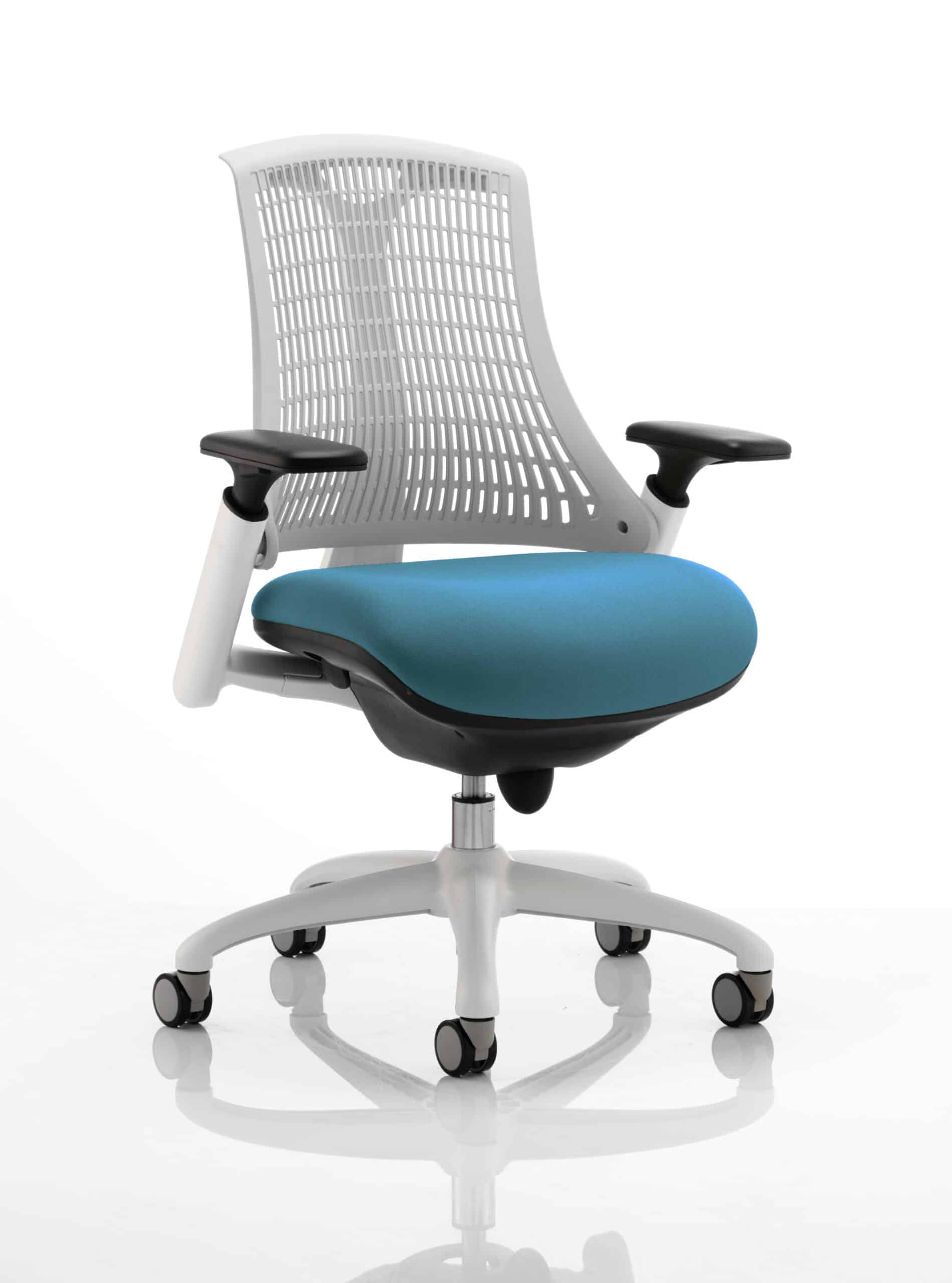 Flex Medium Back White Frame Task Operator Office Chair with Arms - Image 35