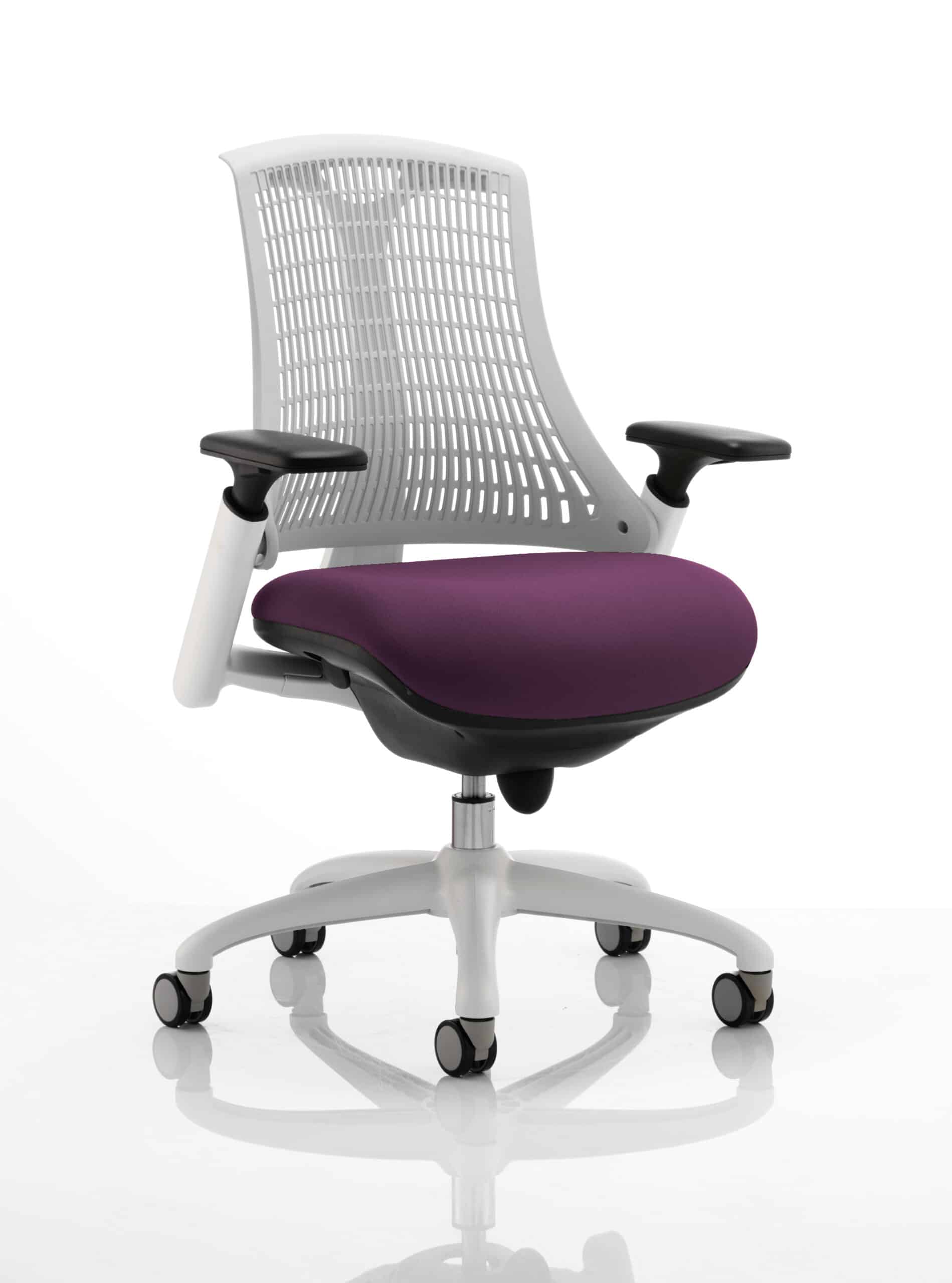 Flex Medium Back White Frame Task Operator Office Chair with Arms - Image 36