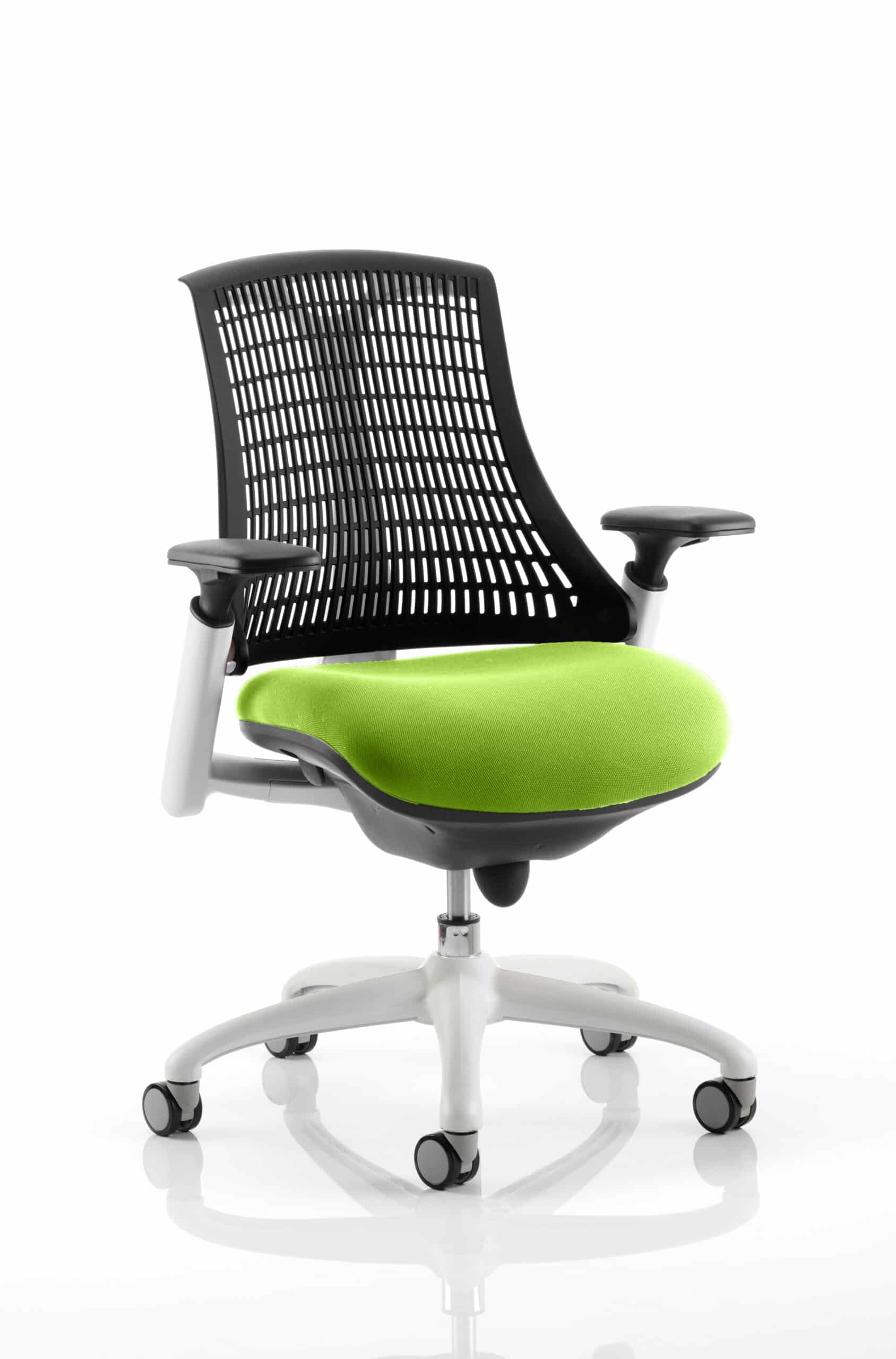 Flex Medium Back White Frame Task Operator Office Chair with Arms - Image 38