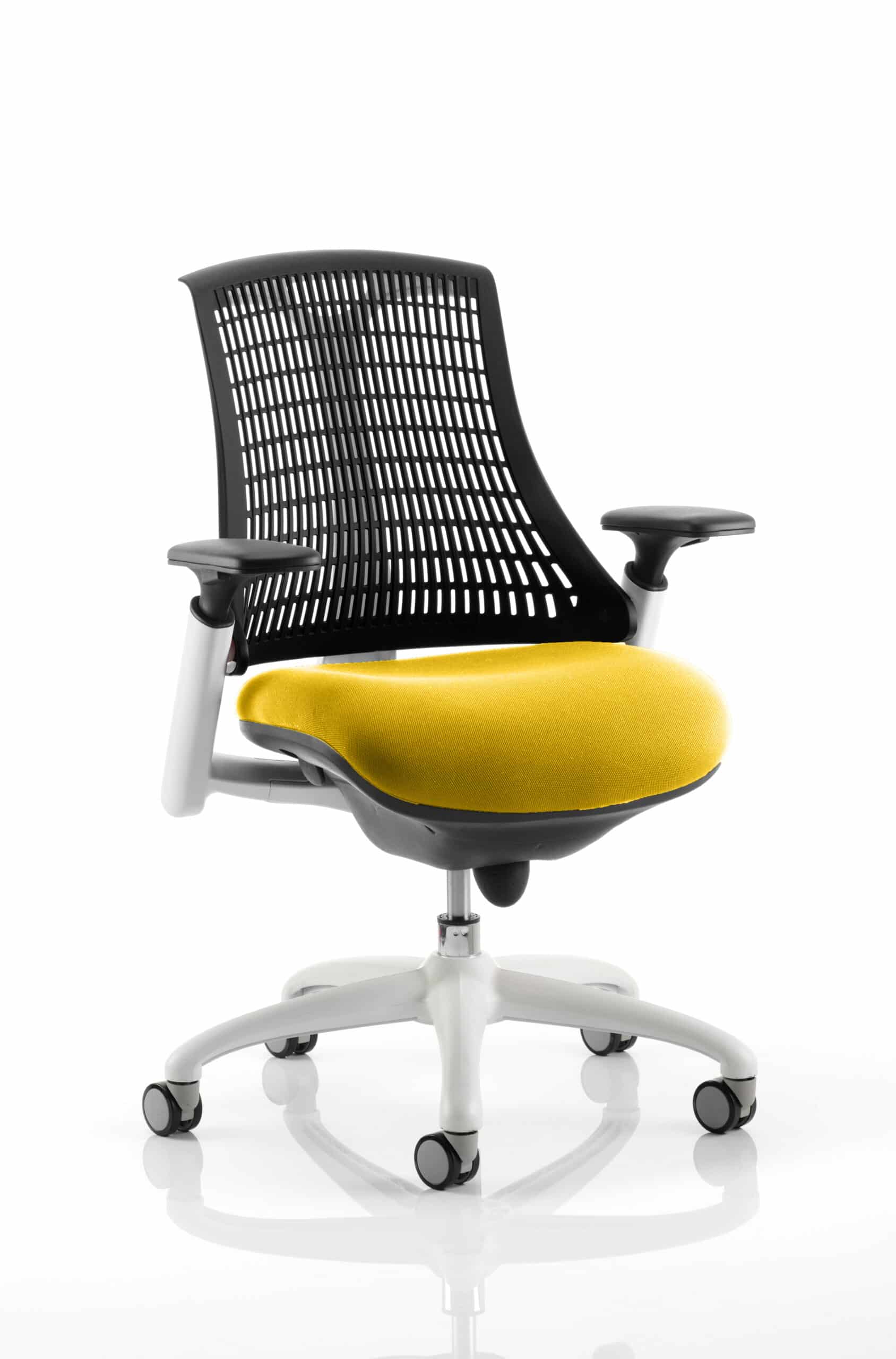 Flex Medium Back White Frame Task Operator Office Chair with Arms - Image 41
