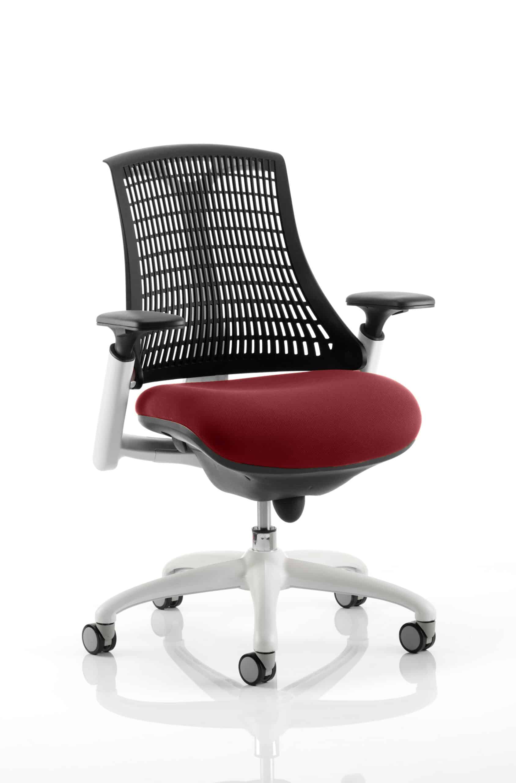 Flex Medium Back White Frame Task Operator Office Chair with Arms - Image 42