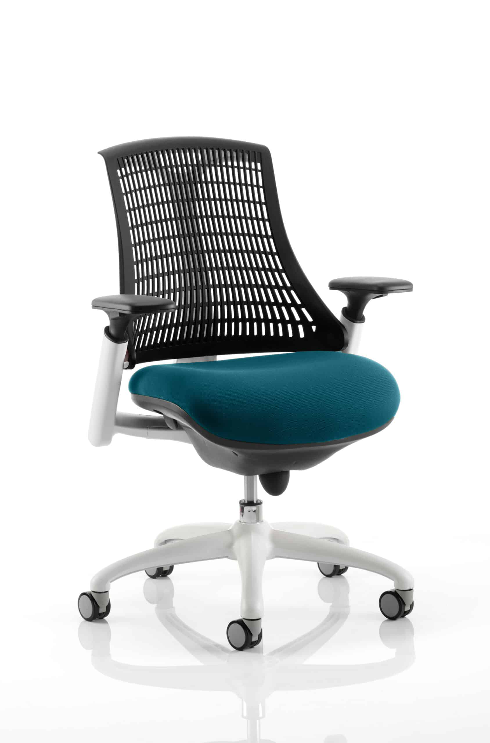 Flex Medium Back White Frame Task Operator Office Chair with Arms - Image 43