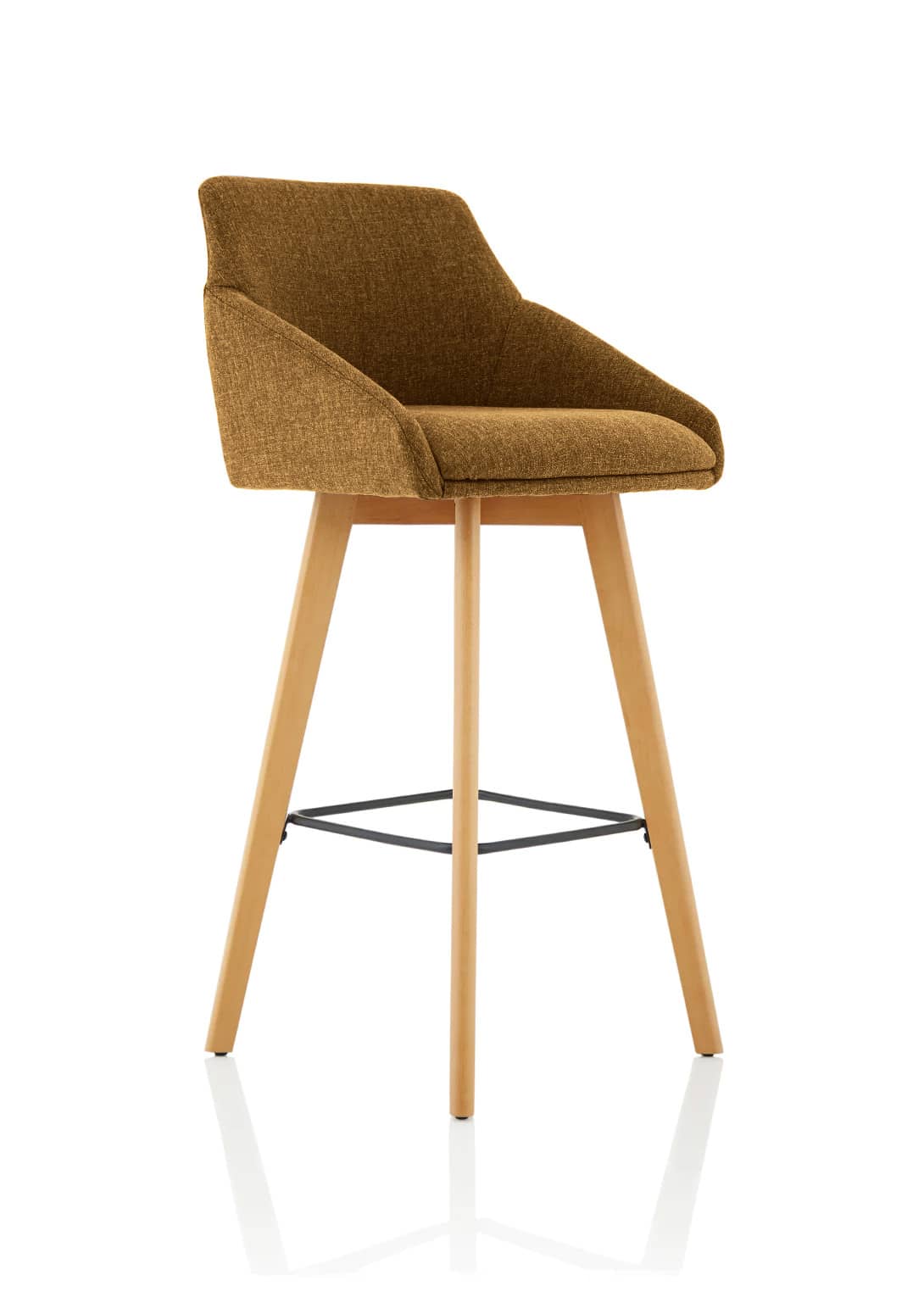 Carmen Grey Fabric Wooden Leg High Stool Chair - Image 7