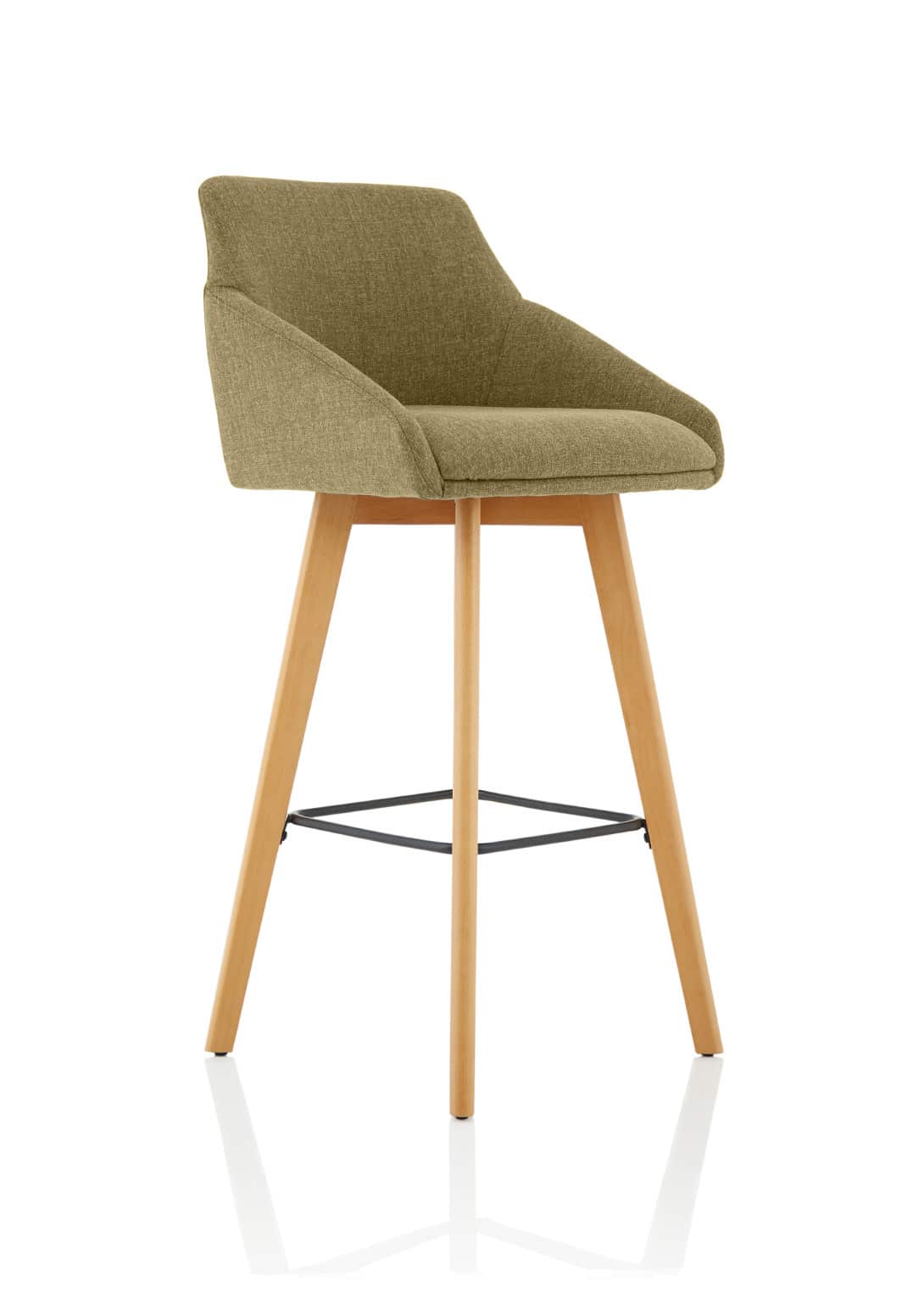 Carmen Grey Fabric Wooden Leg High Stool Chair - Image 10