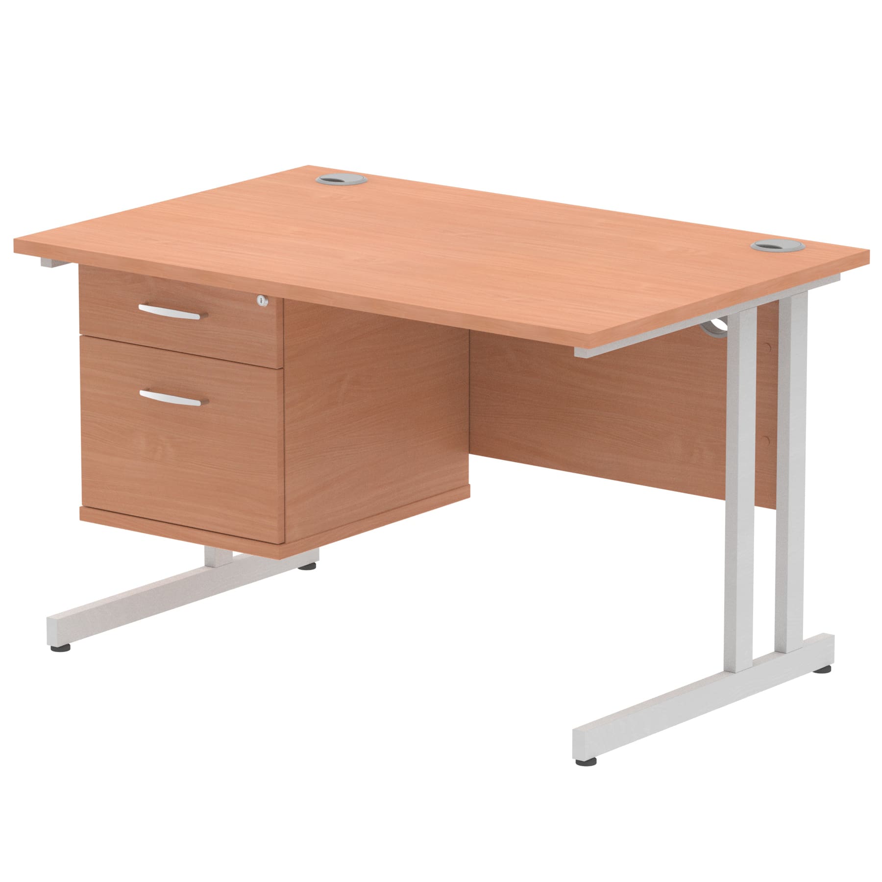 Impulse 1200mm Cantilever Straight Desk With Single Fixed Pedestal - Image 60