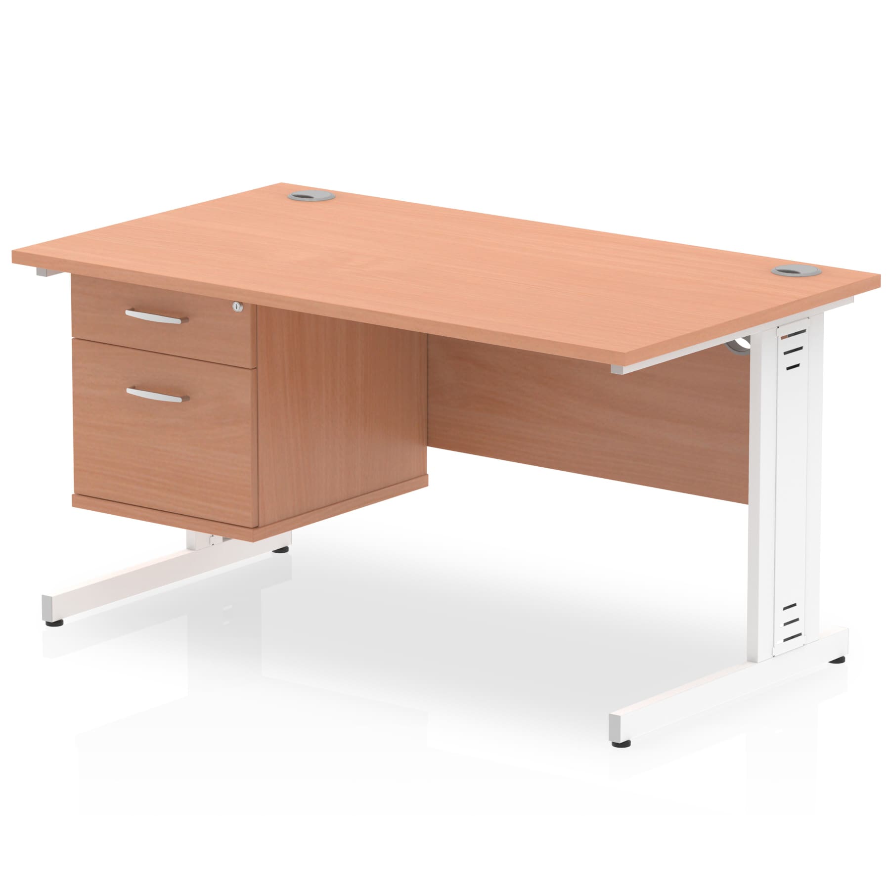 Impulse 1400mm Cable Managed Straight Desk With Single Fixed Pedestal - Image 5