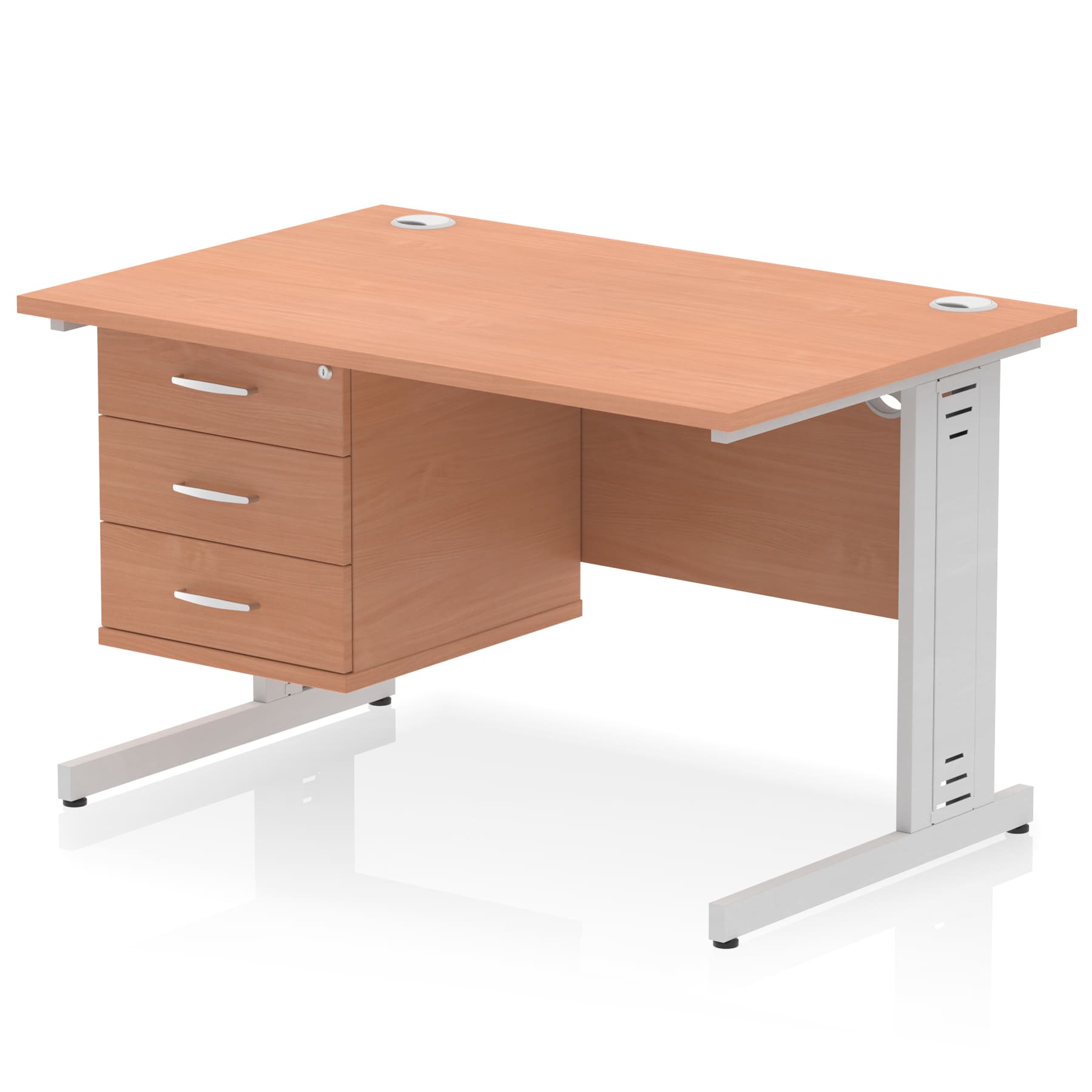 Impulse 1200mm Cable Managed Straight Desk With Single Fixed Pedestal - Image 3