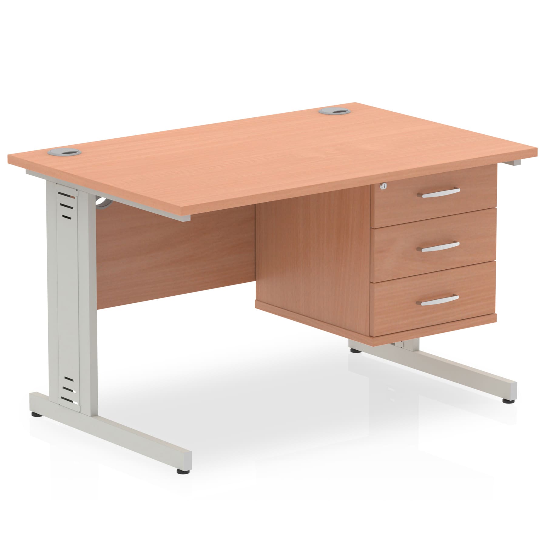 Impulse 1200mm Cable Managed Straight Desk With Single Fixed Pedestal - Image 4