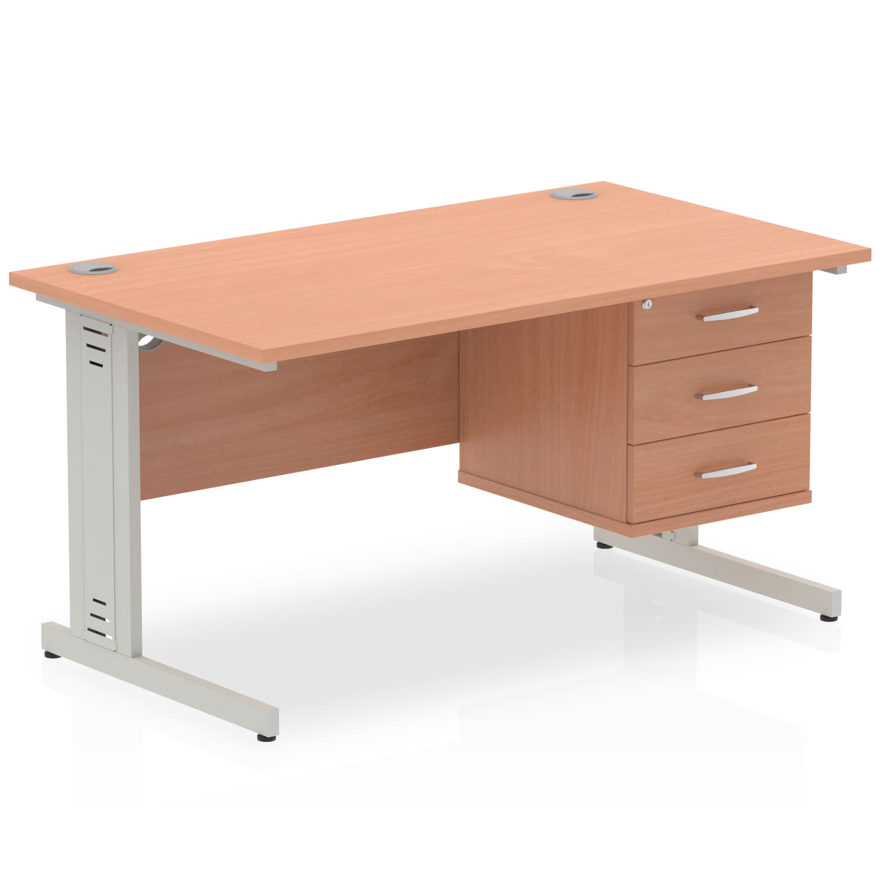Impulse 1400mm Cable Managed Straight Desk With Single Fixed Pedestal - Image 4
