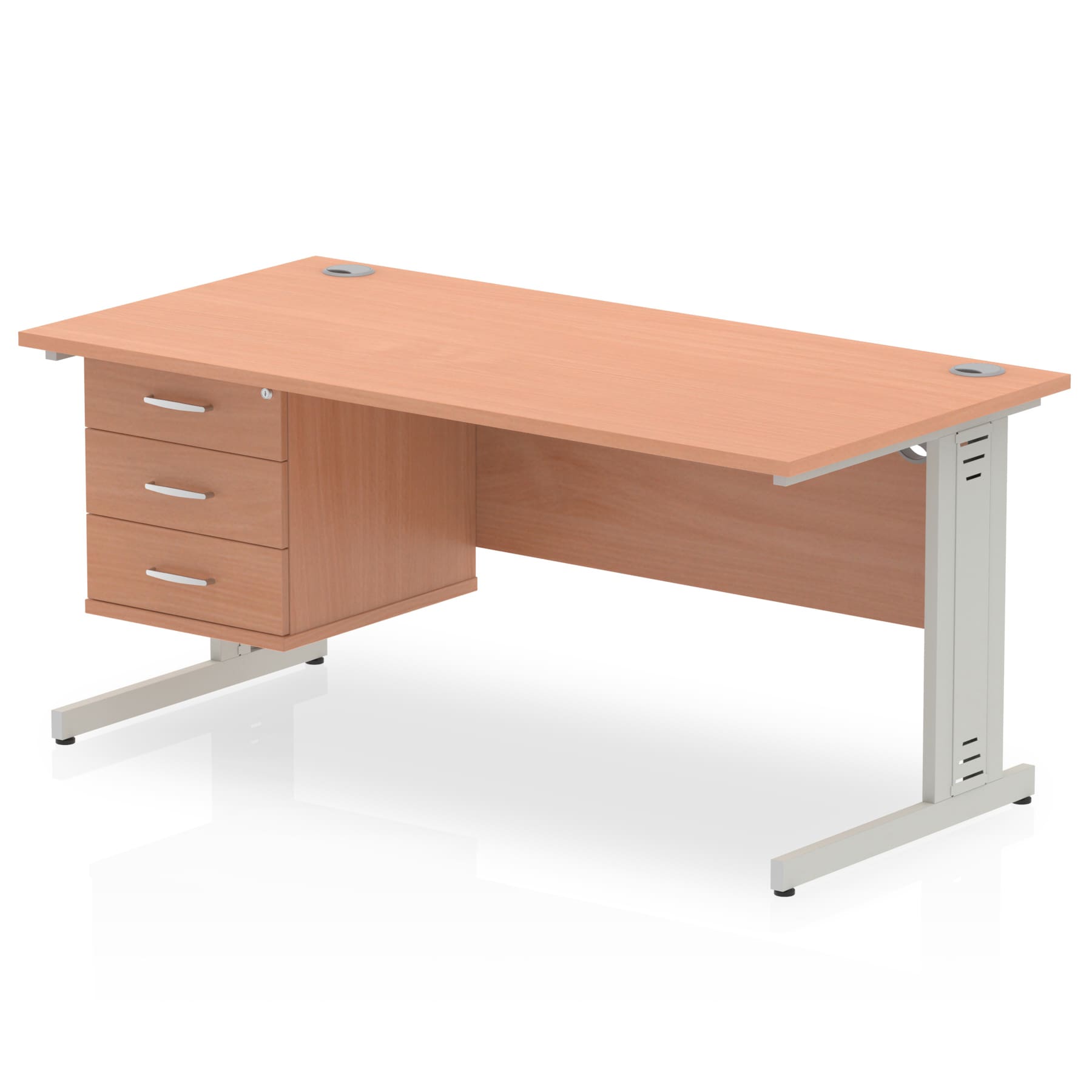 Impulse 1600mm Cable Managed Straight Desk With Single Fixed Pedestal - Image 3