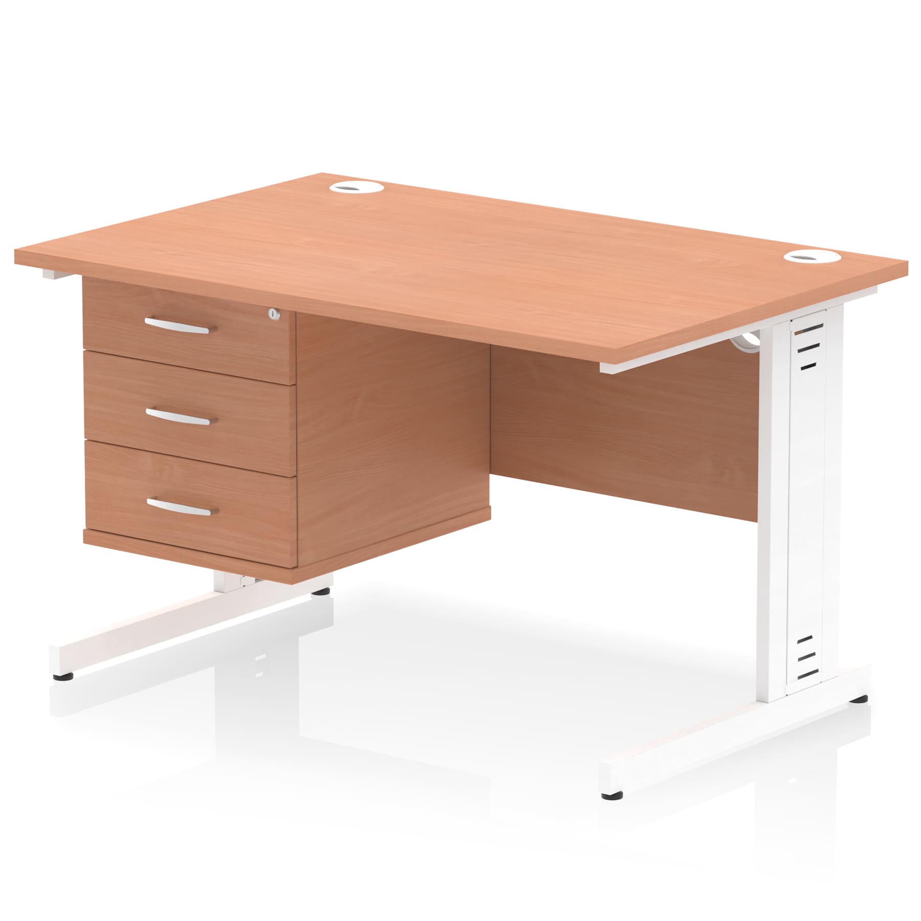 Impulse 1200mm Cable Managed Straight Desk With Single Fixed Pedestal - Image 7