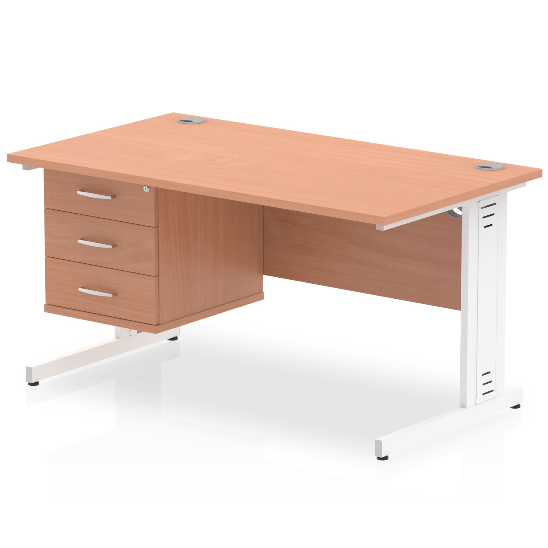 Impulse 1400mm Cable Managed Straight Desk With Single Fixed Pedestal - Image 7
