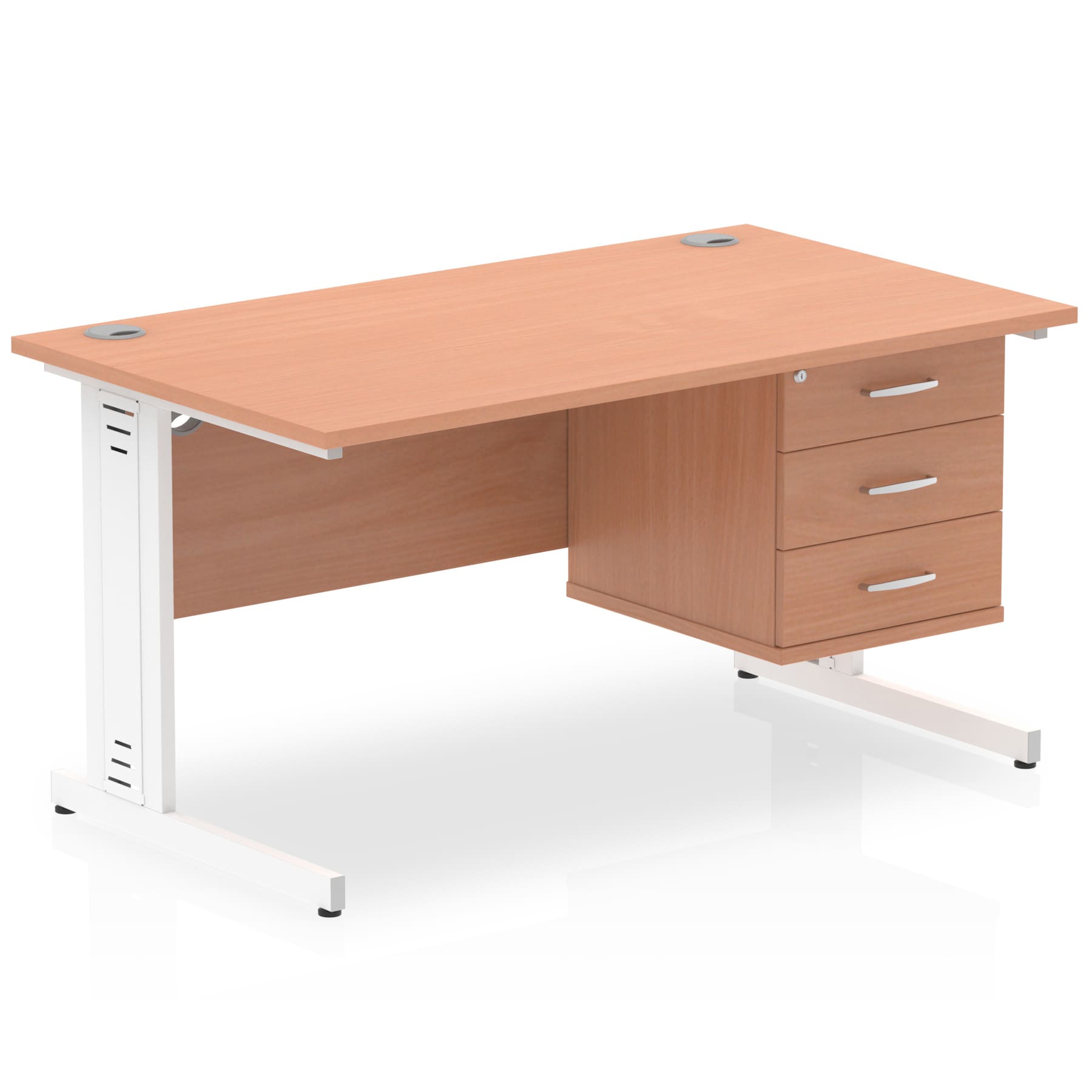 Impulse 1400mm Cable Managed Straight Desk With Single Fixed Pedestal - Image 8