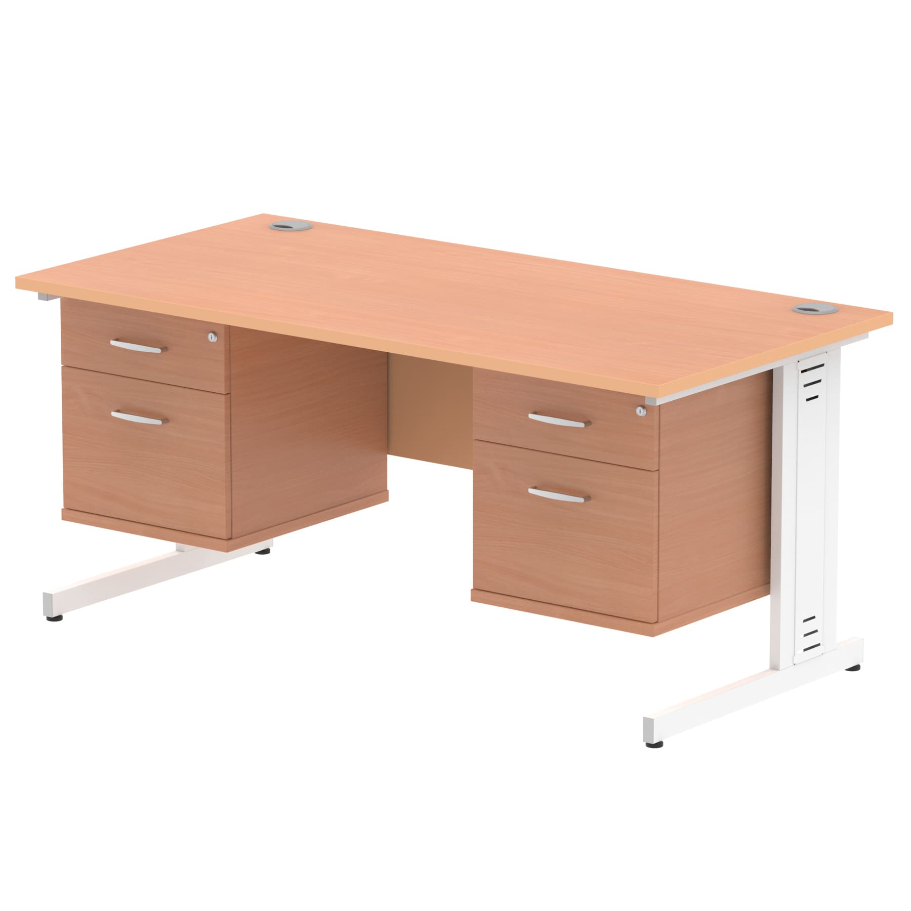 Impulse 1600mm Cable Managed Straight Desk With Two Fixed Pedestal - Image 7