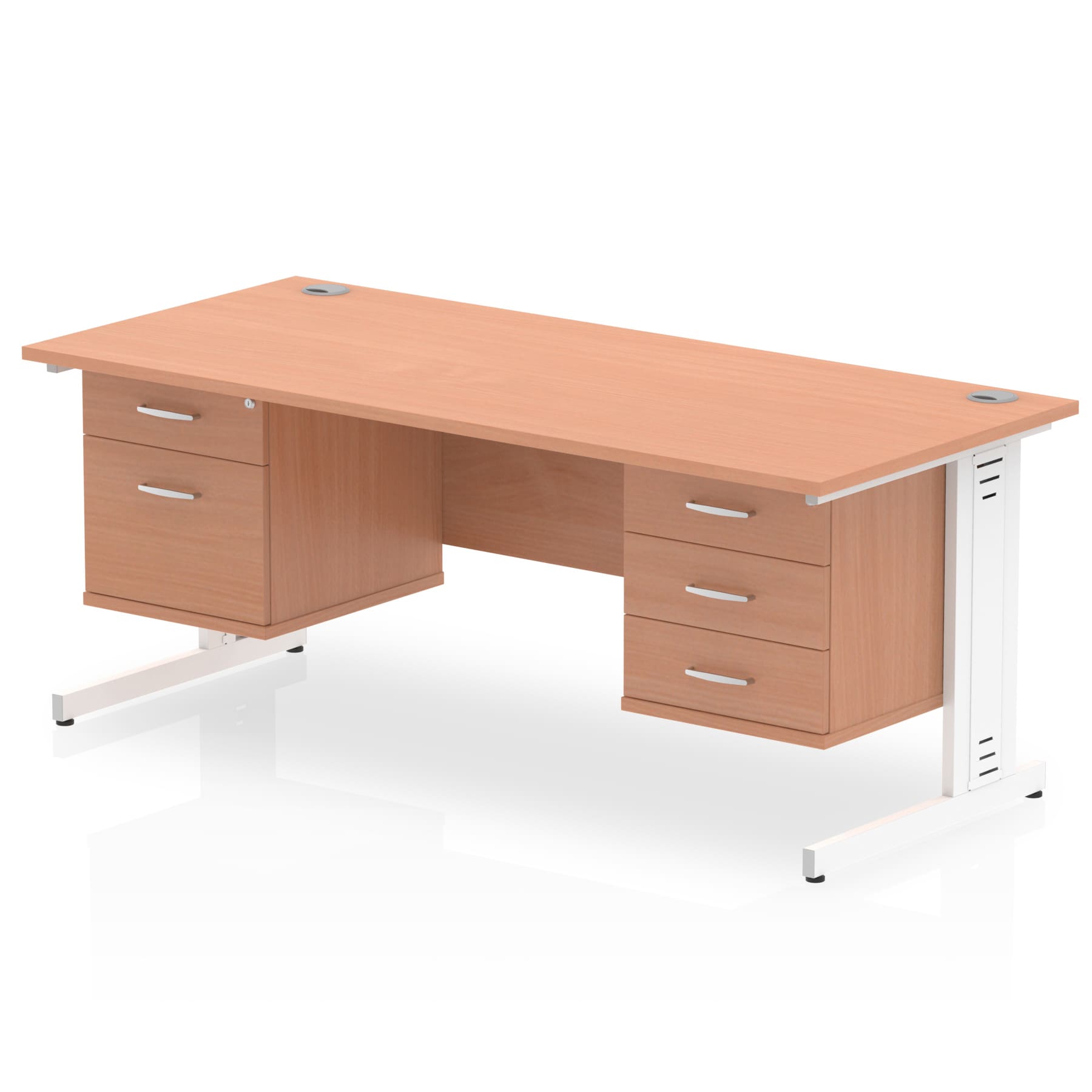 Impulse 1600mm Cable Managed Straight Desk With Two Fixed Pedestal - Image 5