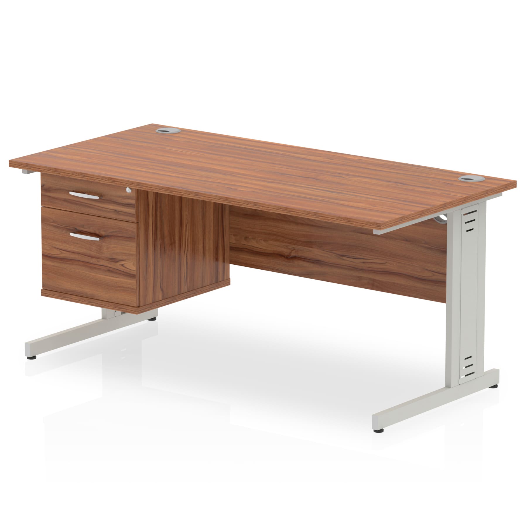 Impulse 1600mm Cable Managed Straight Desk With Single Fixed Pedestal - Image 29