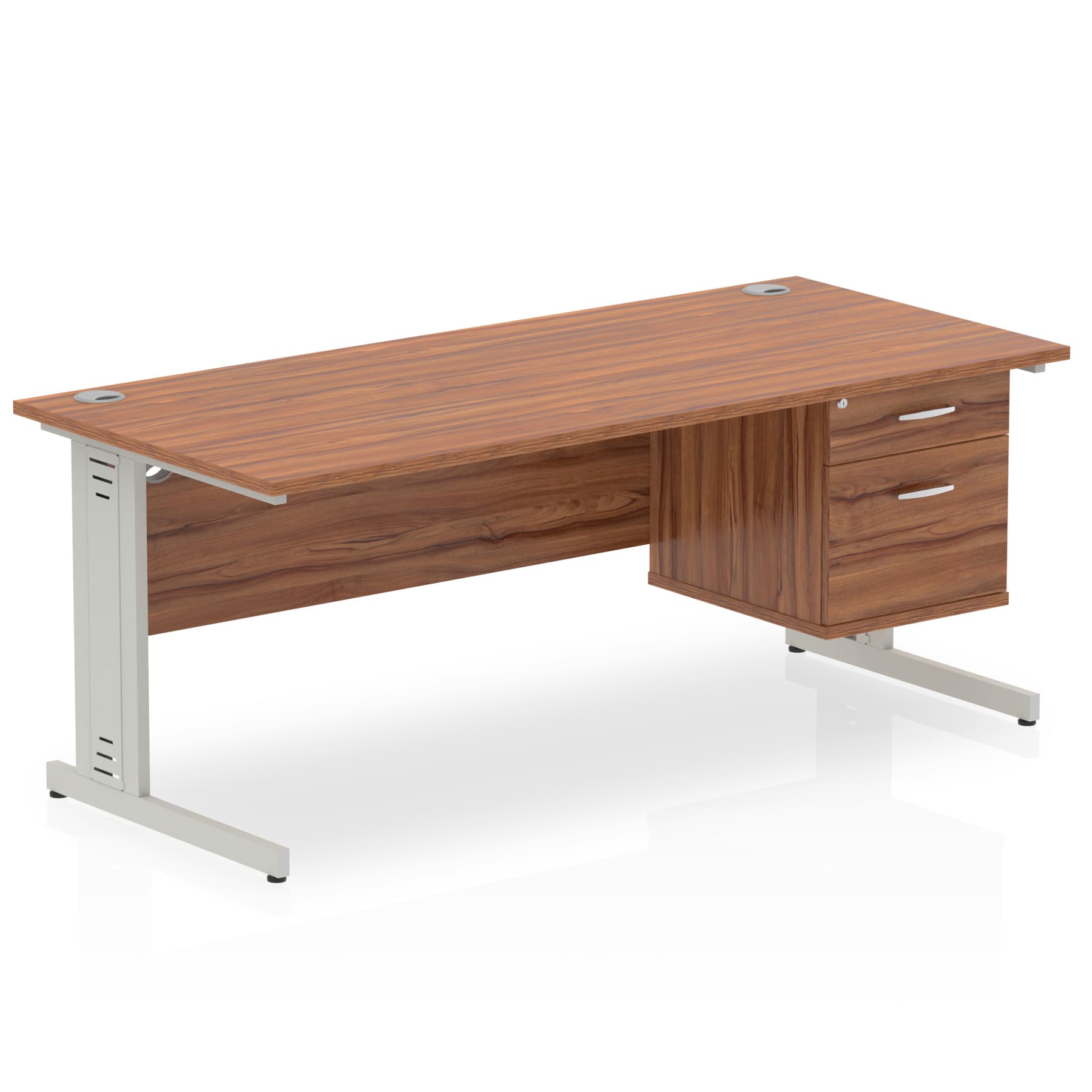 Impulse 1600mm Cable Managed Straight Desk With Single Fixed Pedestal - Image 30