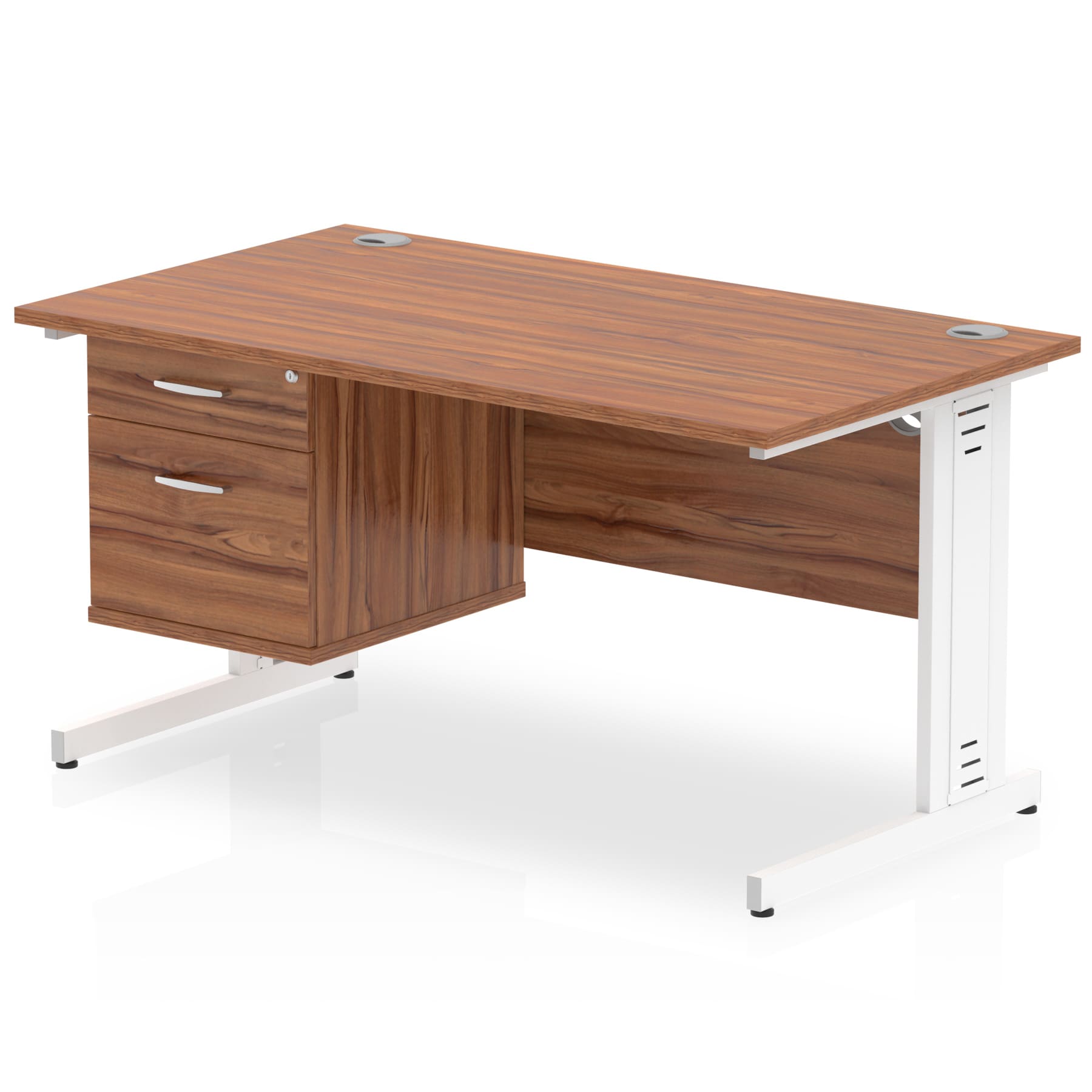Impulse 1400mm Cable Managed Straight Desk With Single Fixed Pedestal - Image 33