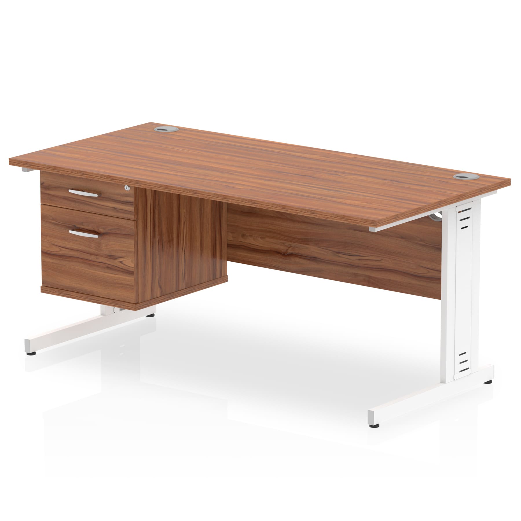 Impulse 1600mm Cable Managed Straight Desk With Single Fixed Pedestal - Image 33