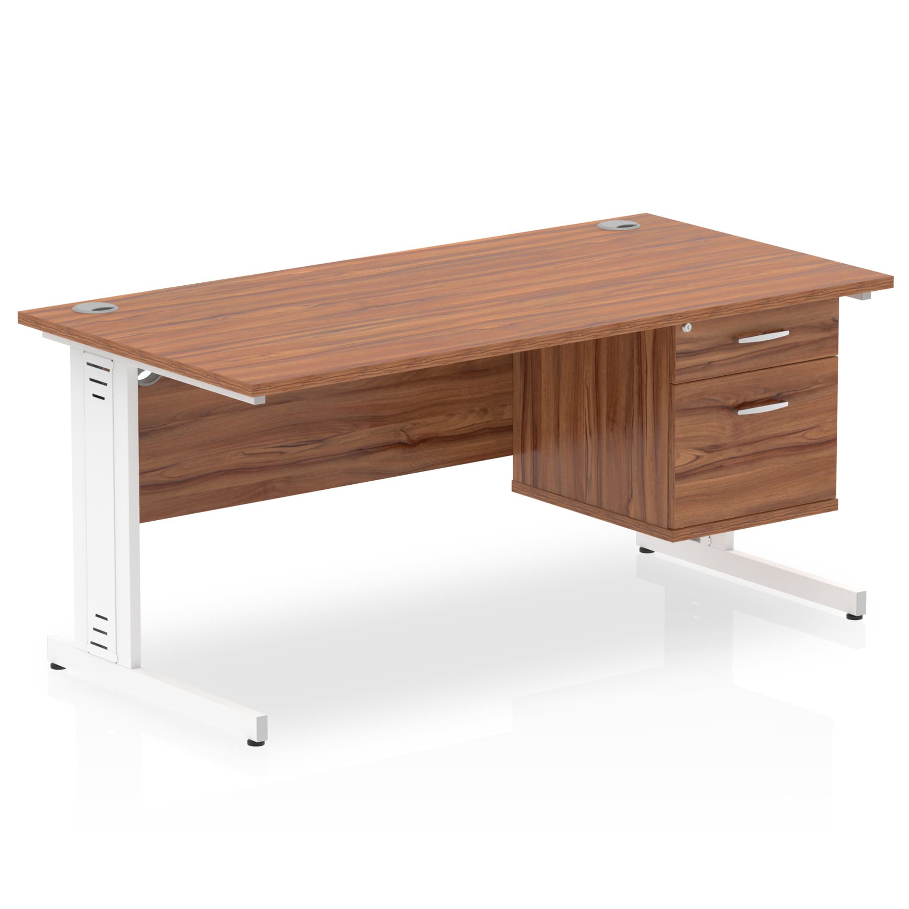 Impulse 1600mm Cable Managed Straight Desk With Single Fixed Pedestal - Image 34