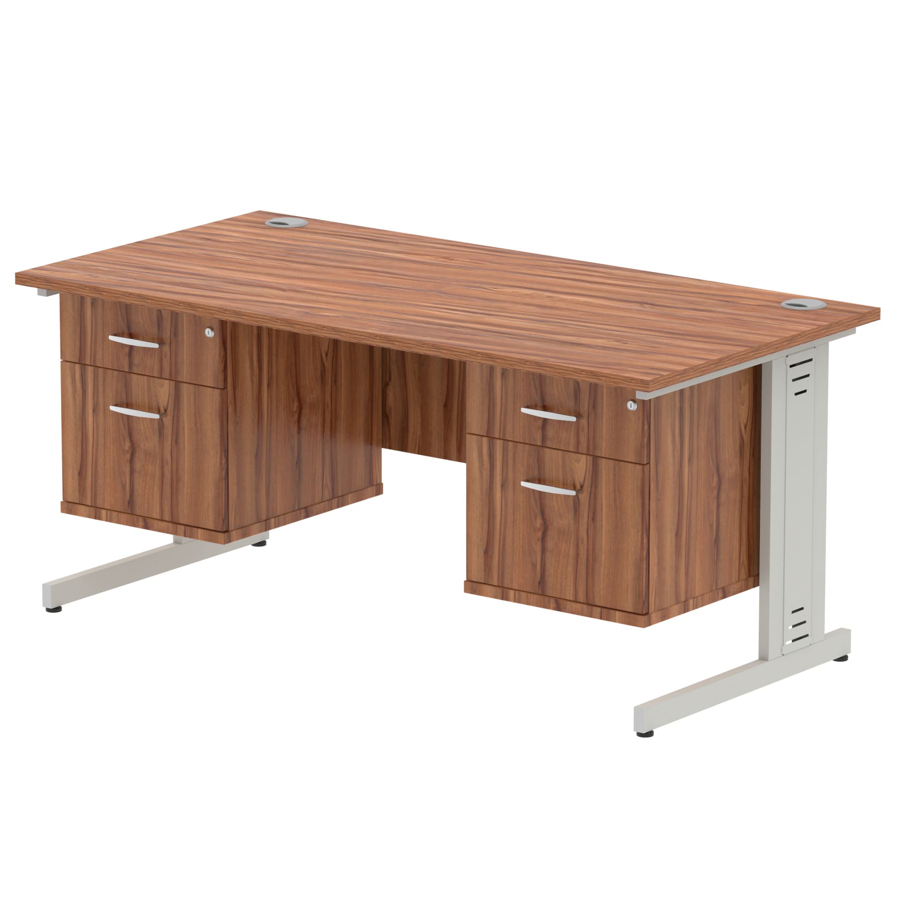 Impulse 1600mm Cable Managed Straight Desk With Two Fixed Pedestal - Image 33