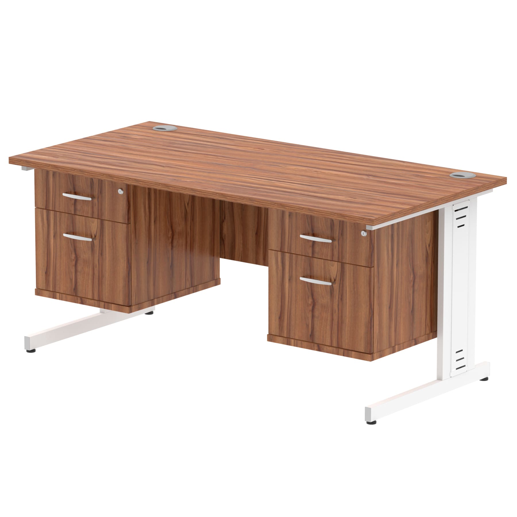 Impulse 1600mm Cable Managed Straight Desk With Two Fixed Pedestal - Image 37