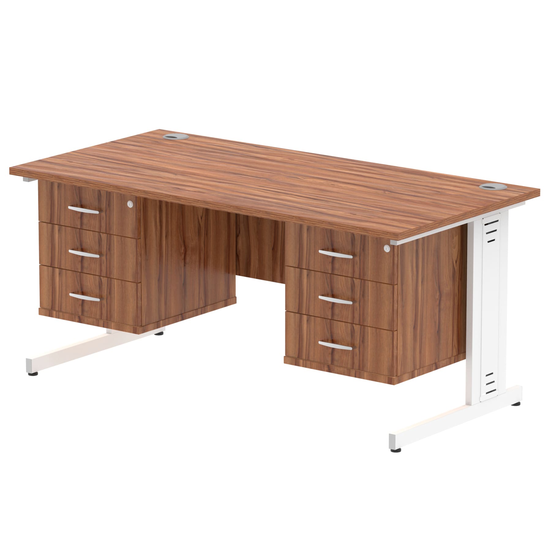 Impulse 1600mm Cable Managed Straight Desk With Two Fixed Pedestal - Image 38