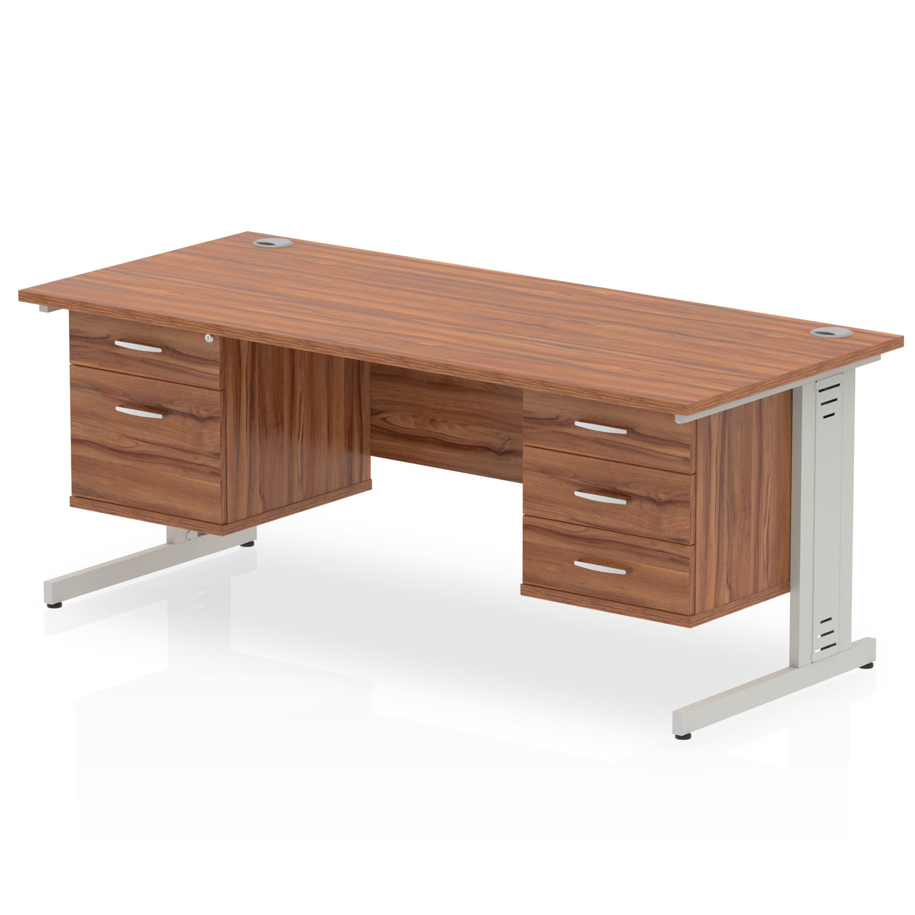 Impulse 1600mm Cable Managed Straight Desk With Two Fixed Pedestal - Image 31