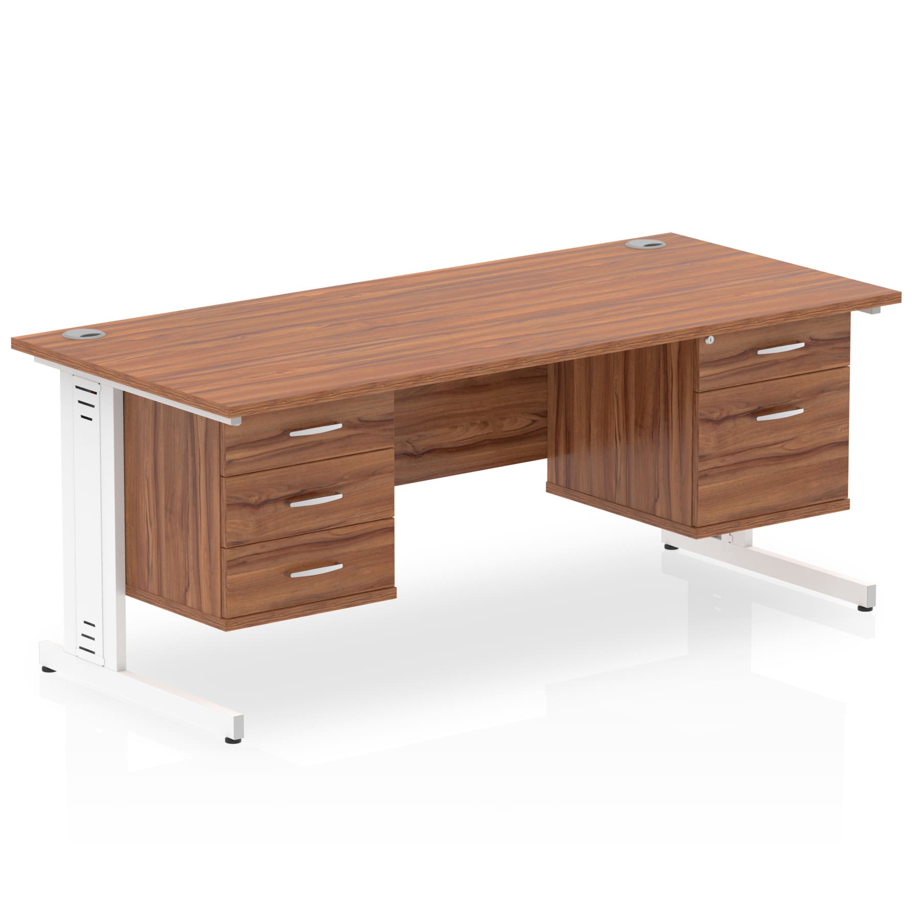 Impulse 1600mm Cable Managed Straight Desk With Two Fixed Pedestal - Image 36