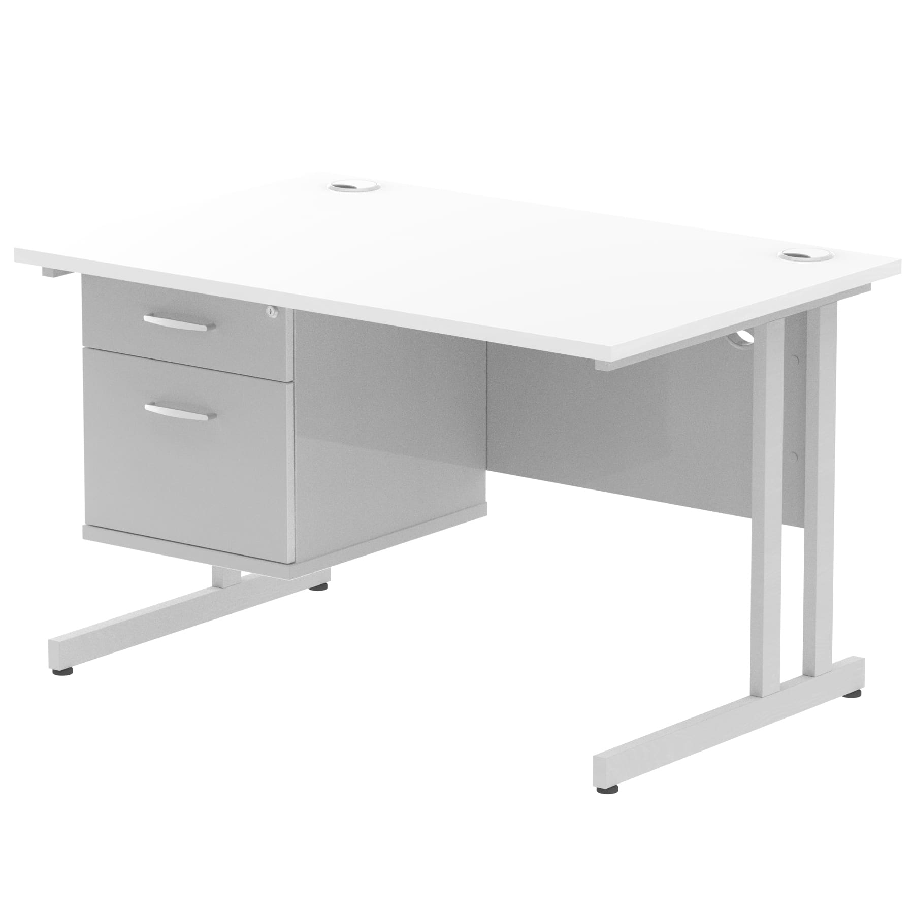Impulse 1200mm Cantilever Straight Desk With Single Fixed Pedestal - Image 109
