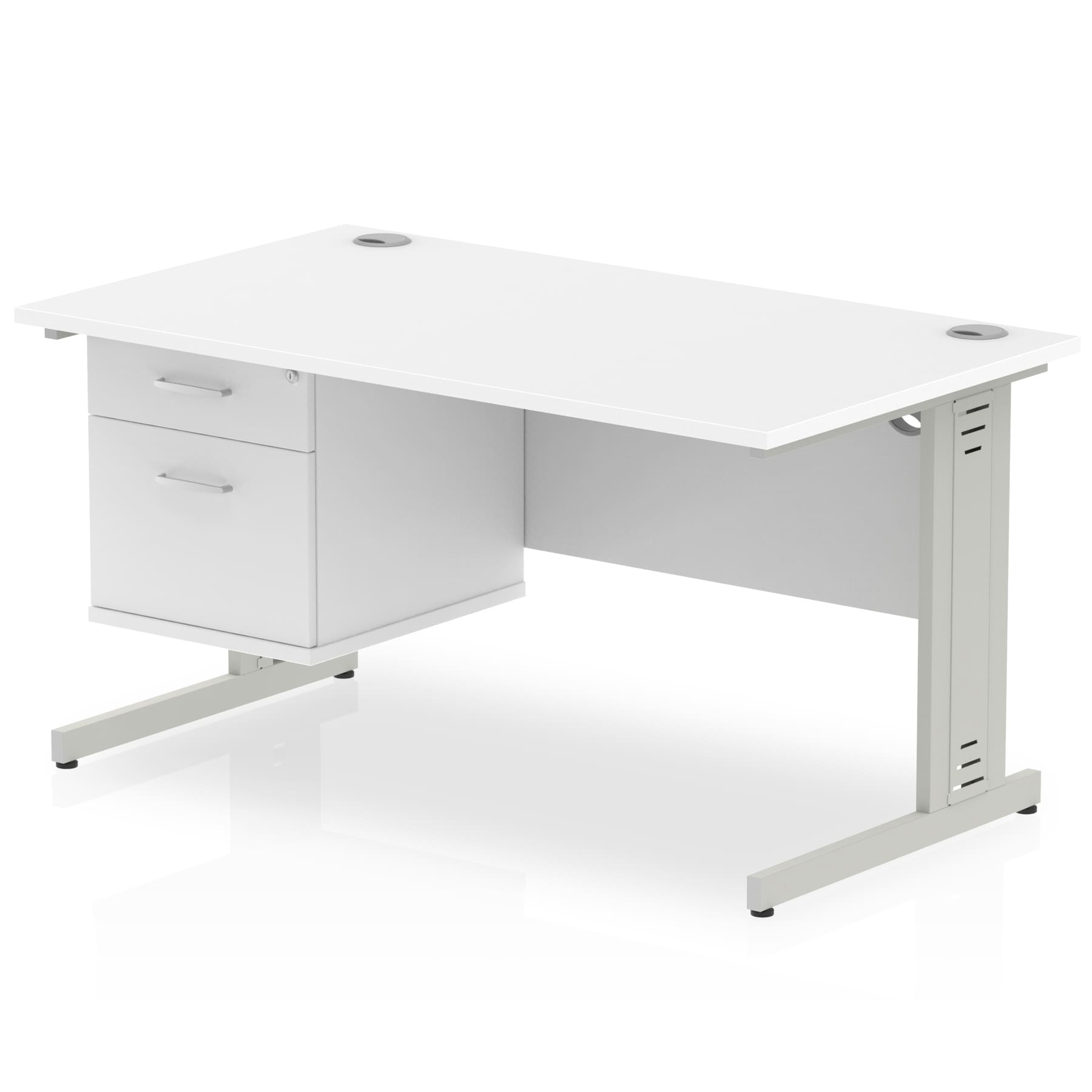 Impulse 1400mm Cable Managed Straight Desk With Single Fixed Pedestal - Image 37