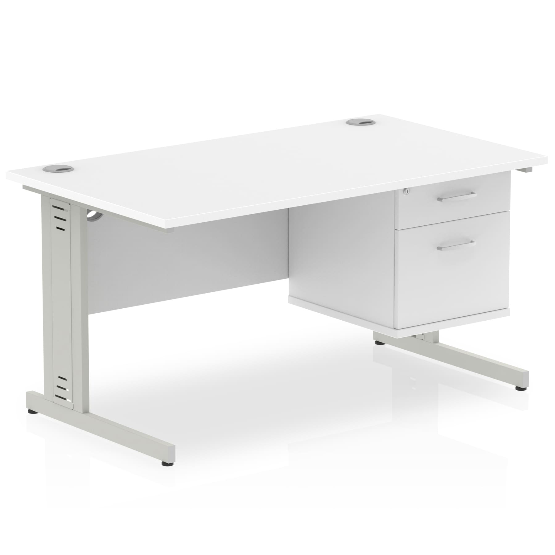 Impulse 1400mm Cable Managed Straight Desk With Single Fixed Pedestal - Image 38