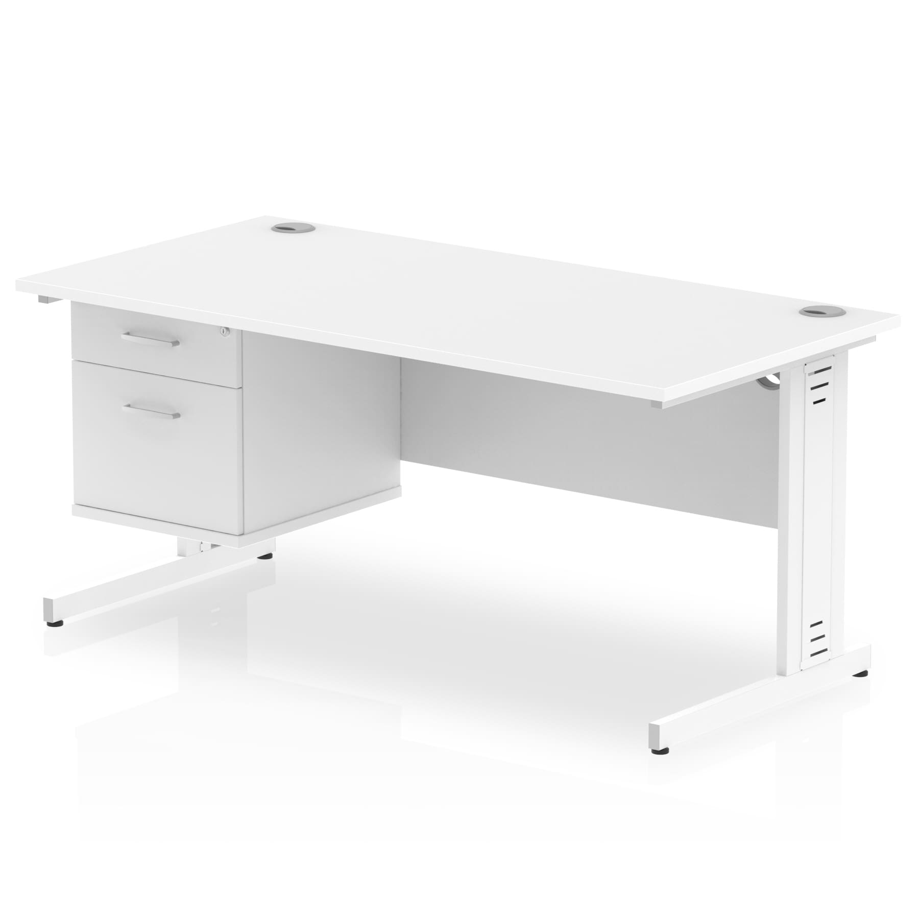 Impulse 1600mm Cable Managed Straight Desk With Single Fixed Pedestal - Image 41