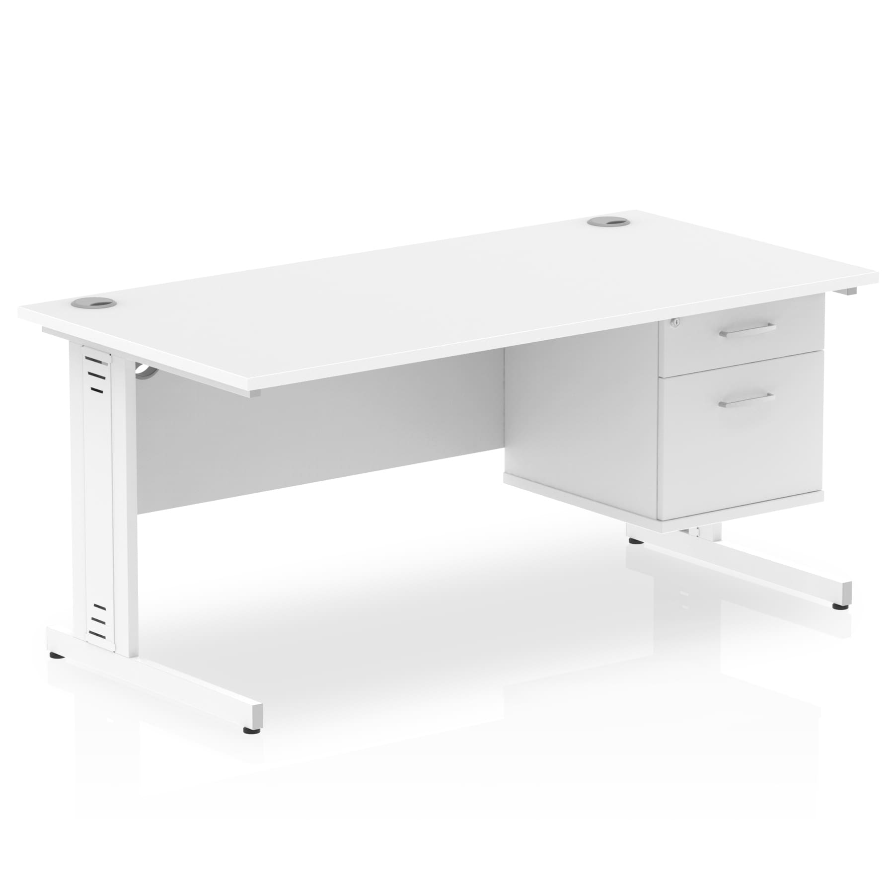 Impulse 1600mm Cable Managed Straight Desk With Single Fixed Pedestal - Image 42